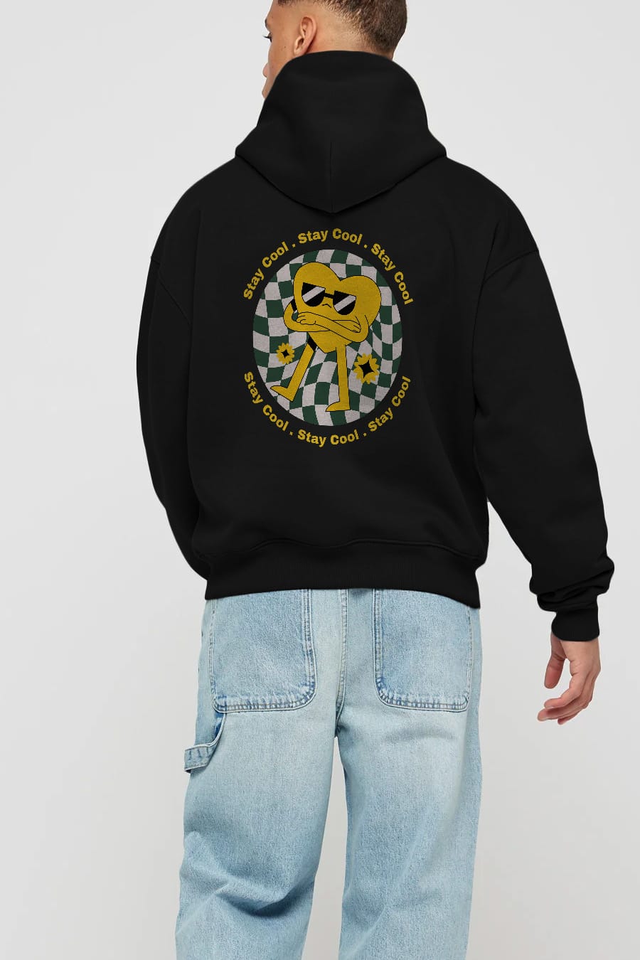Stay Cool Yazılı Arka Baskılı Oversize Hoodie Kapüşonlu Sweatshirt Erkek Kadın Unisex