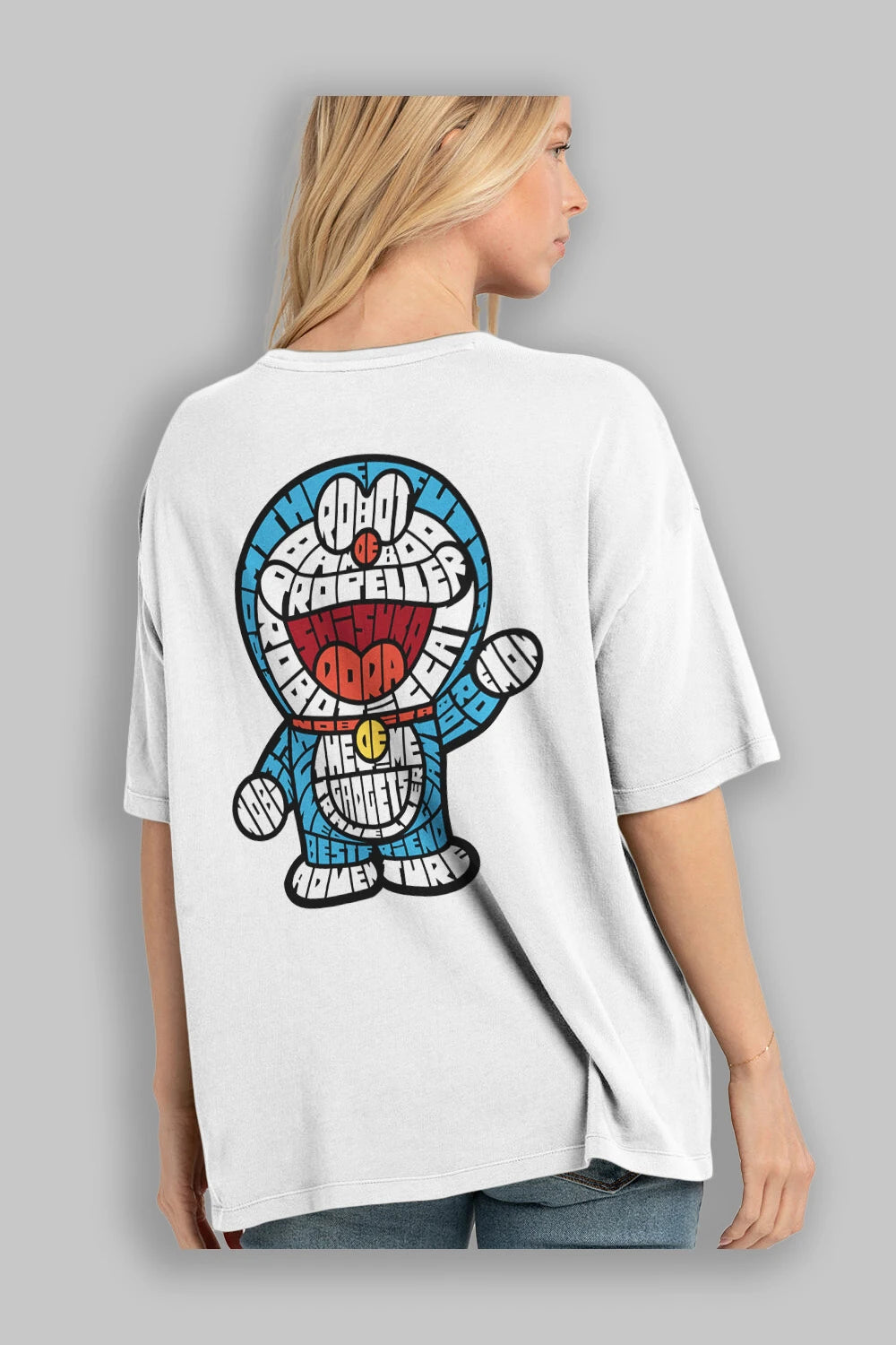 Robotic cat Arka Baskılı Oversize t-shirt %100 pamuk Erkek Kadın Unisex