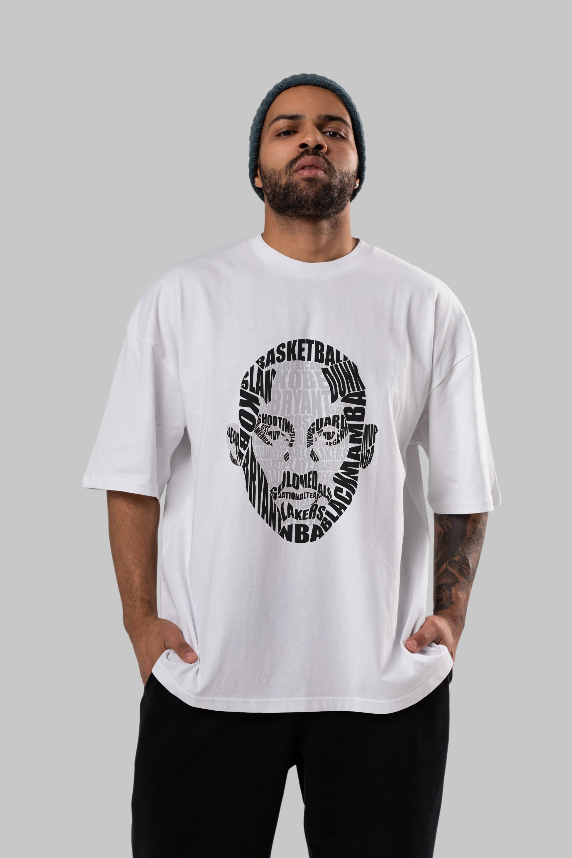 Kobe Bryan Calligram Ön Baskılı Oversize t-shirt %100 pamuk Erkek Kadın Unisex