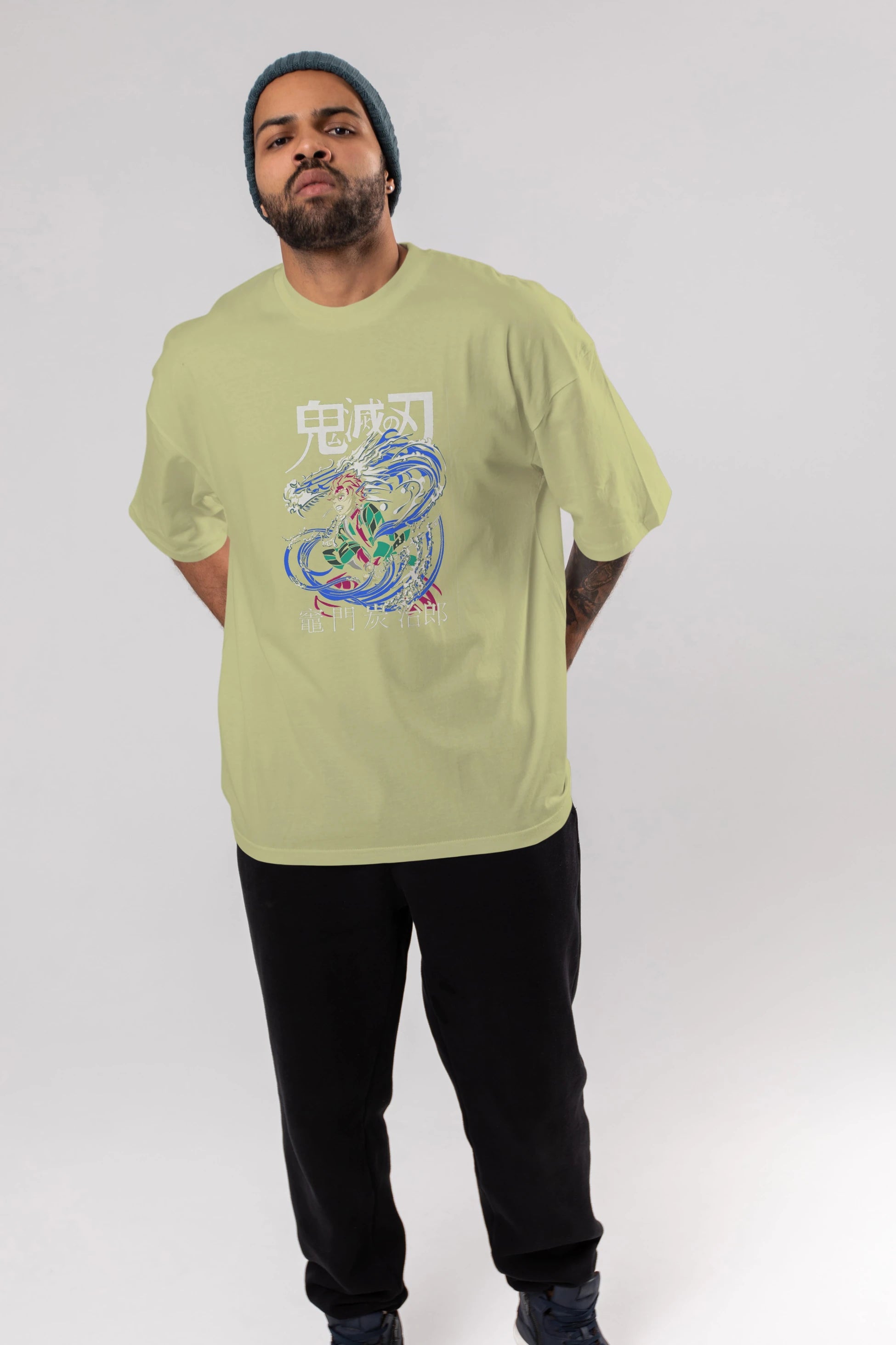 TANJIRO KAMADO 2 Anime Ön Baskılı Oversize t-shirt %100 pamuk Erkek Kadın Unisex