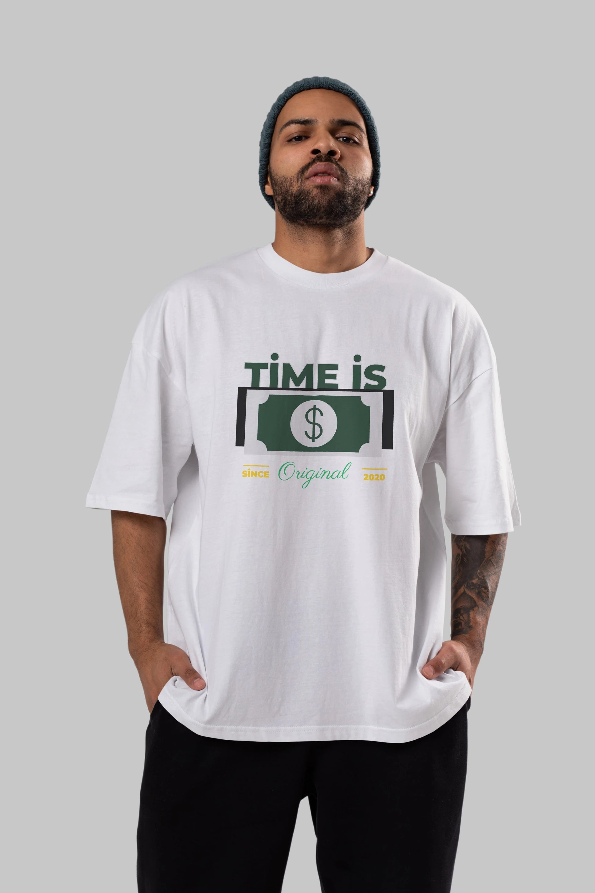 Time is Original Ön Baskılı Oversize t-shirt Erkek Kadın Unisex