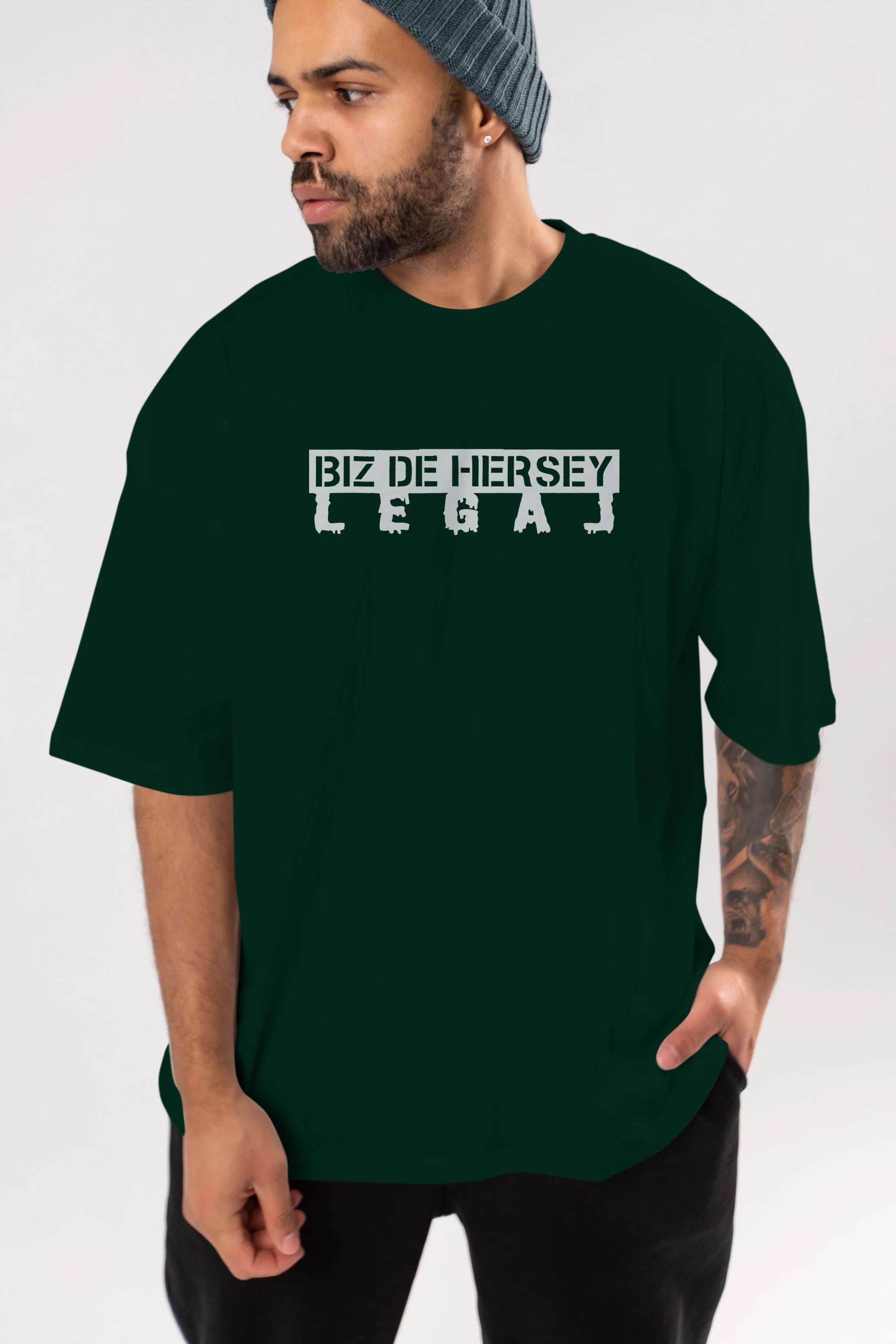 Biz De Herşey Legal Ön Baskılı Oversize t-shirt %100 pamuk Erkek Kadın Unisex