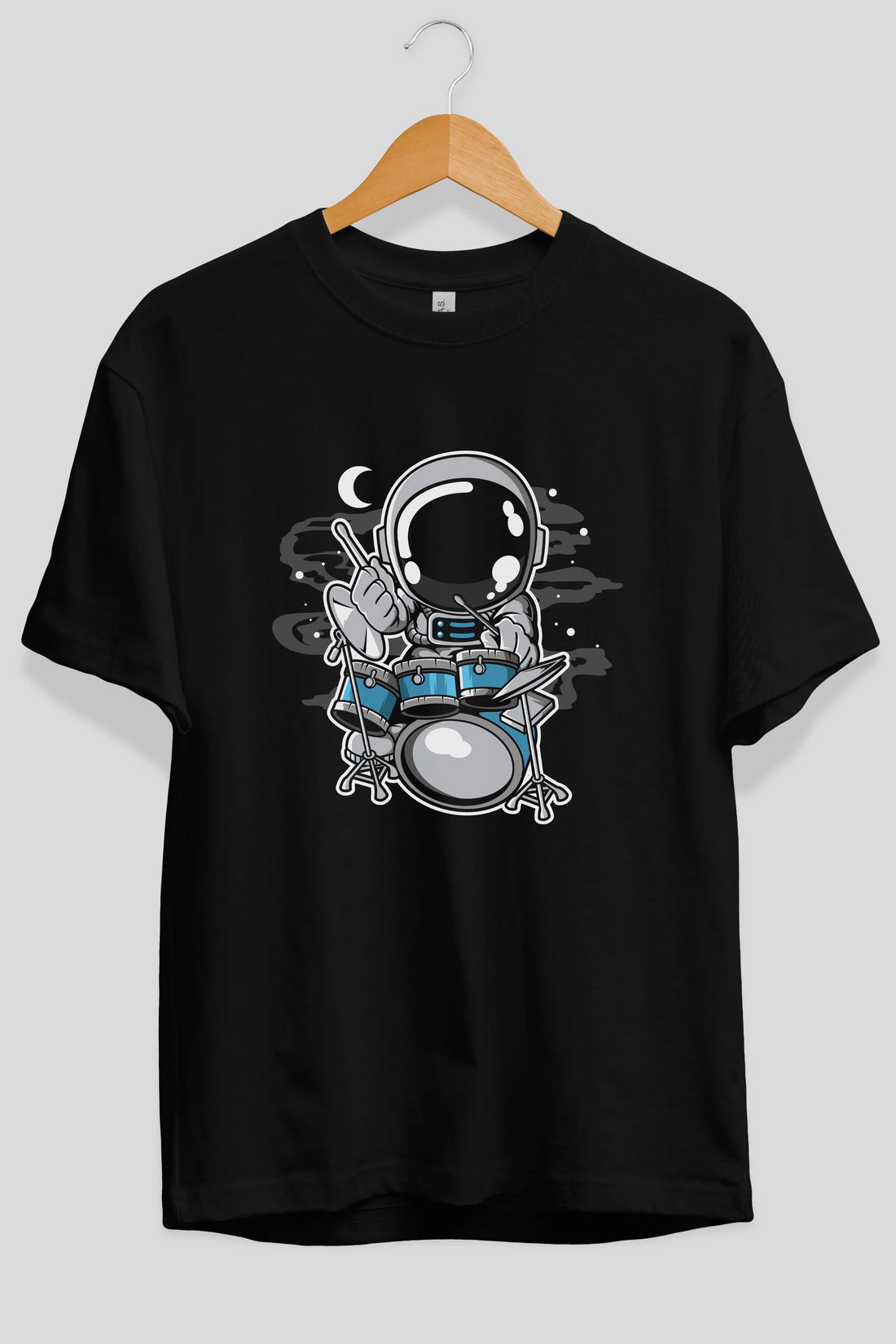 Astronaut Drummer Ön Baskılı Oversize t-shirt Erkek Kadın Unisex
