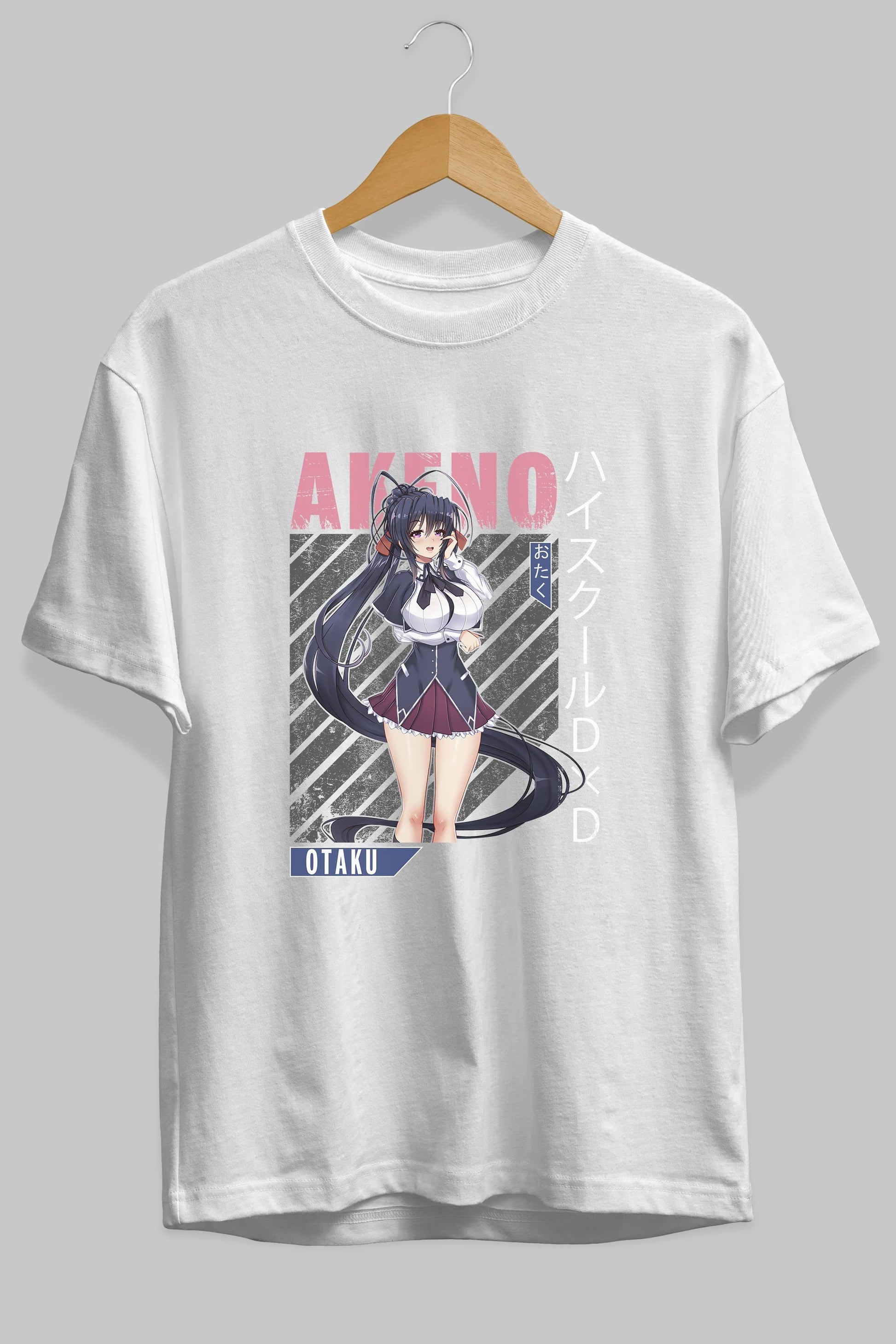 Akeno Himejima 4 Anime Ön Baskılı Oversize t-shirt %100 pamuk Erkek Kadın Unisex