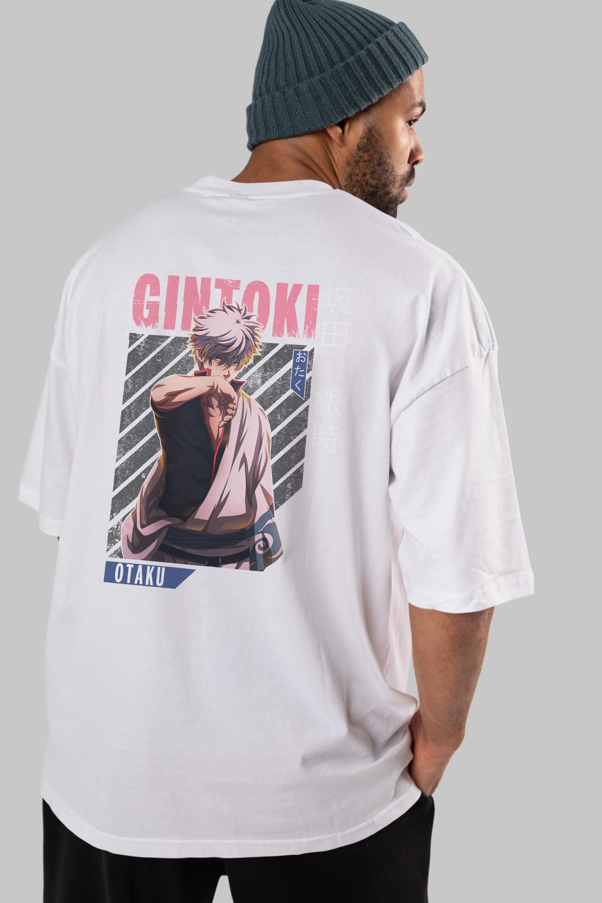 Gintoki Sakata Anime Arka Baskılı Oversize t-shirt Erkek Kadın Unisex