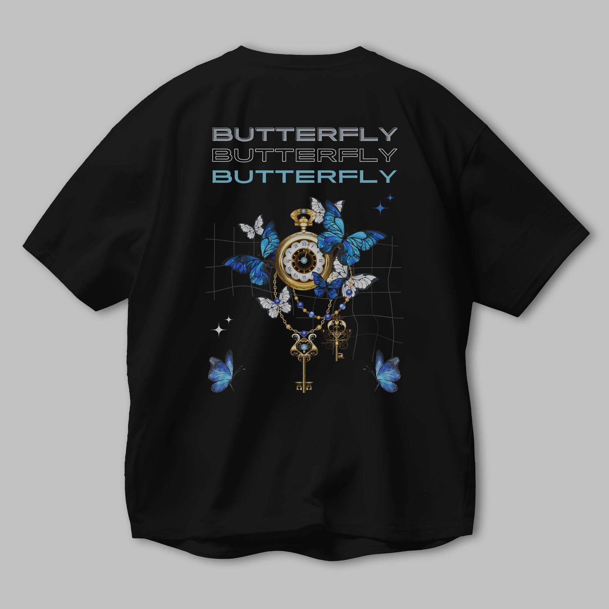 Butterfly Yazılı Arka Baskılı Oversize t-shirt Erkek Kadın Unisex