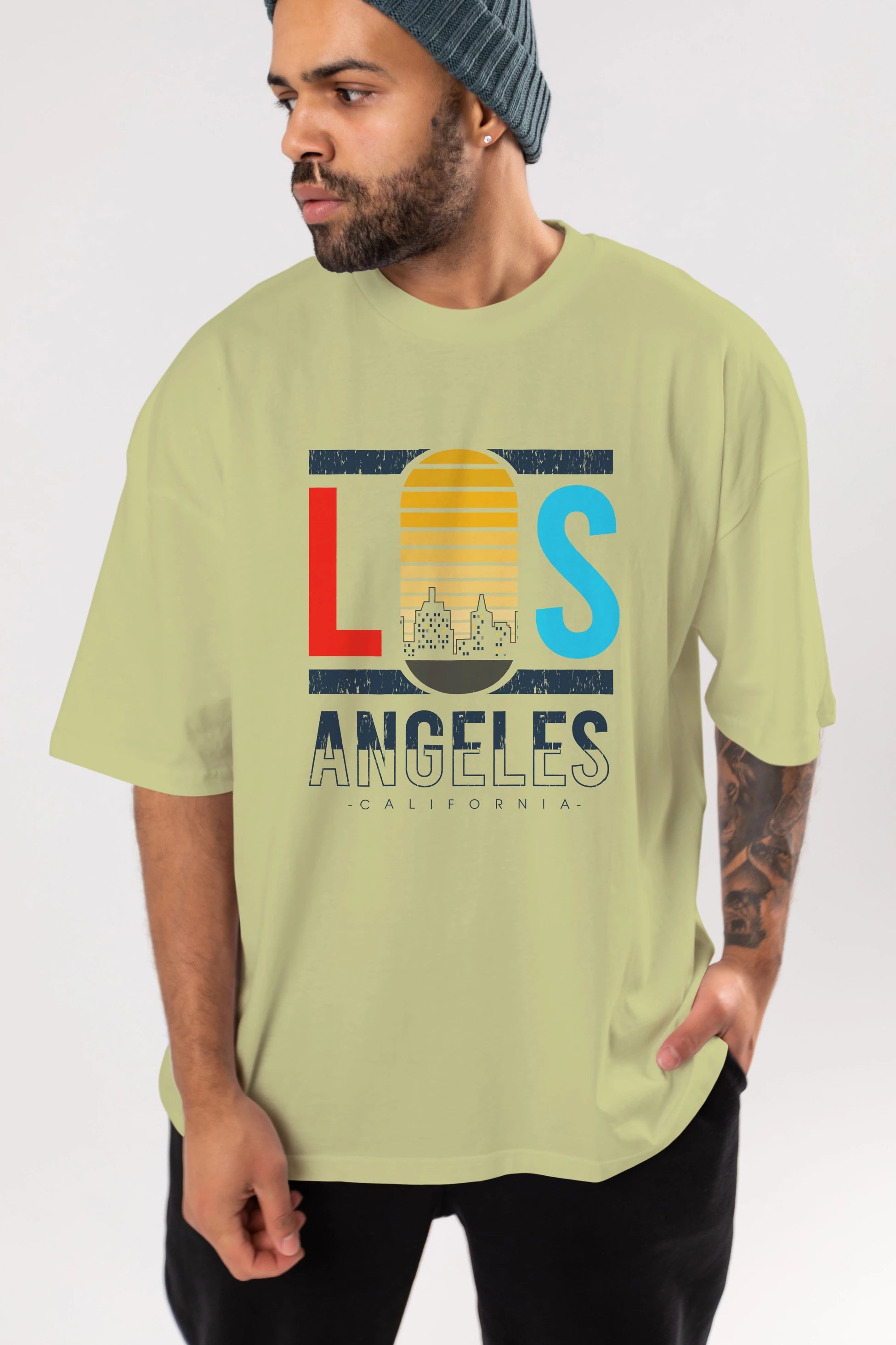 Los Angeles Ön Baskılı Oversize t-shirt Erkek Kadın Unisex