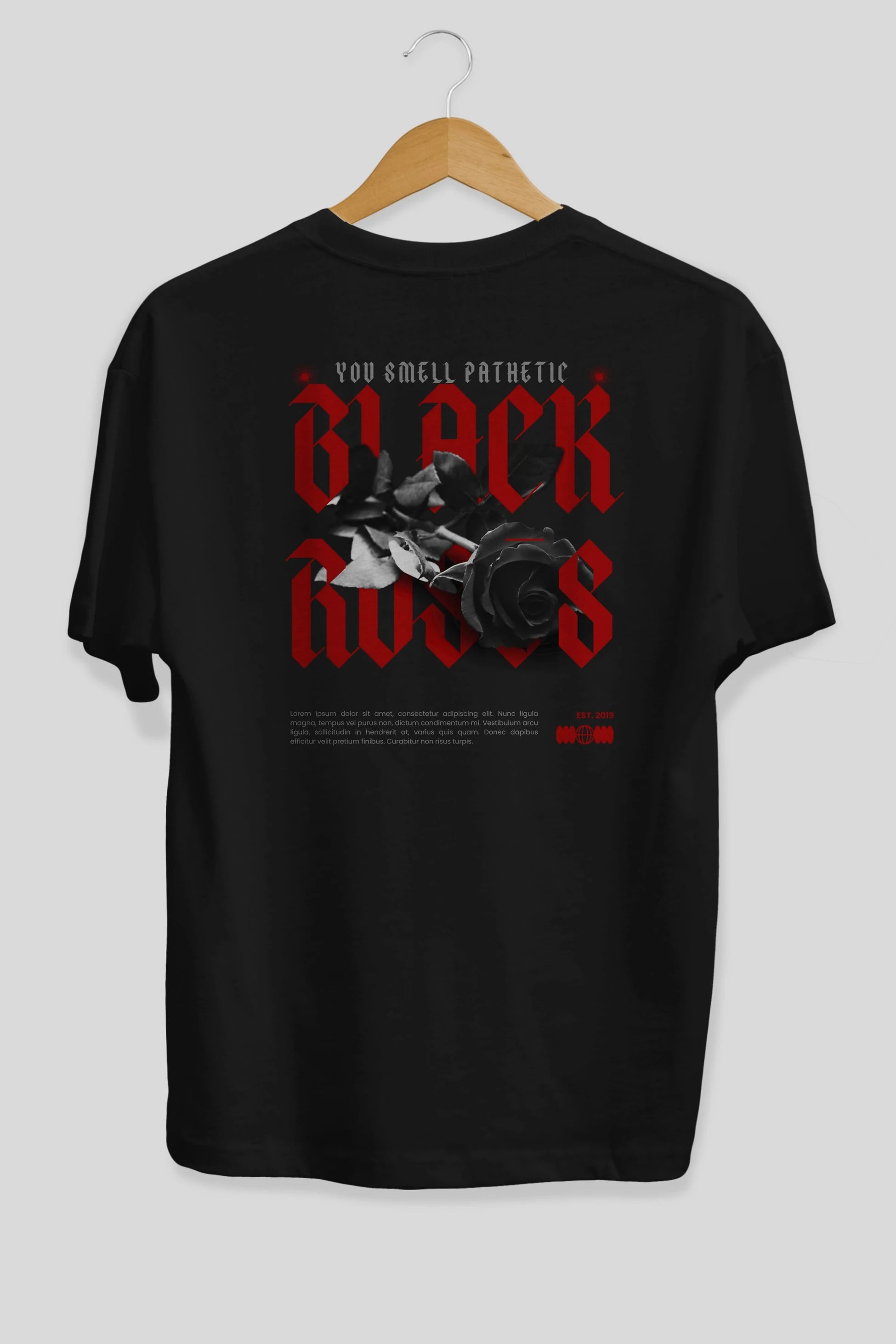Black Roses Arka Baskılı Oversize t-shirt Erkek Kadın Unisex