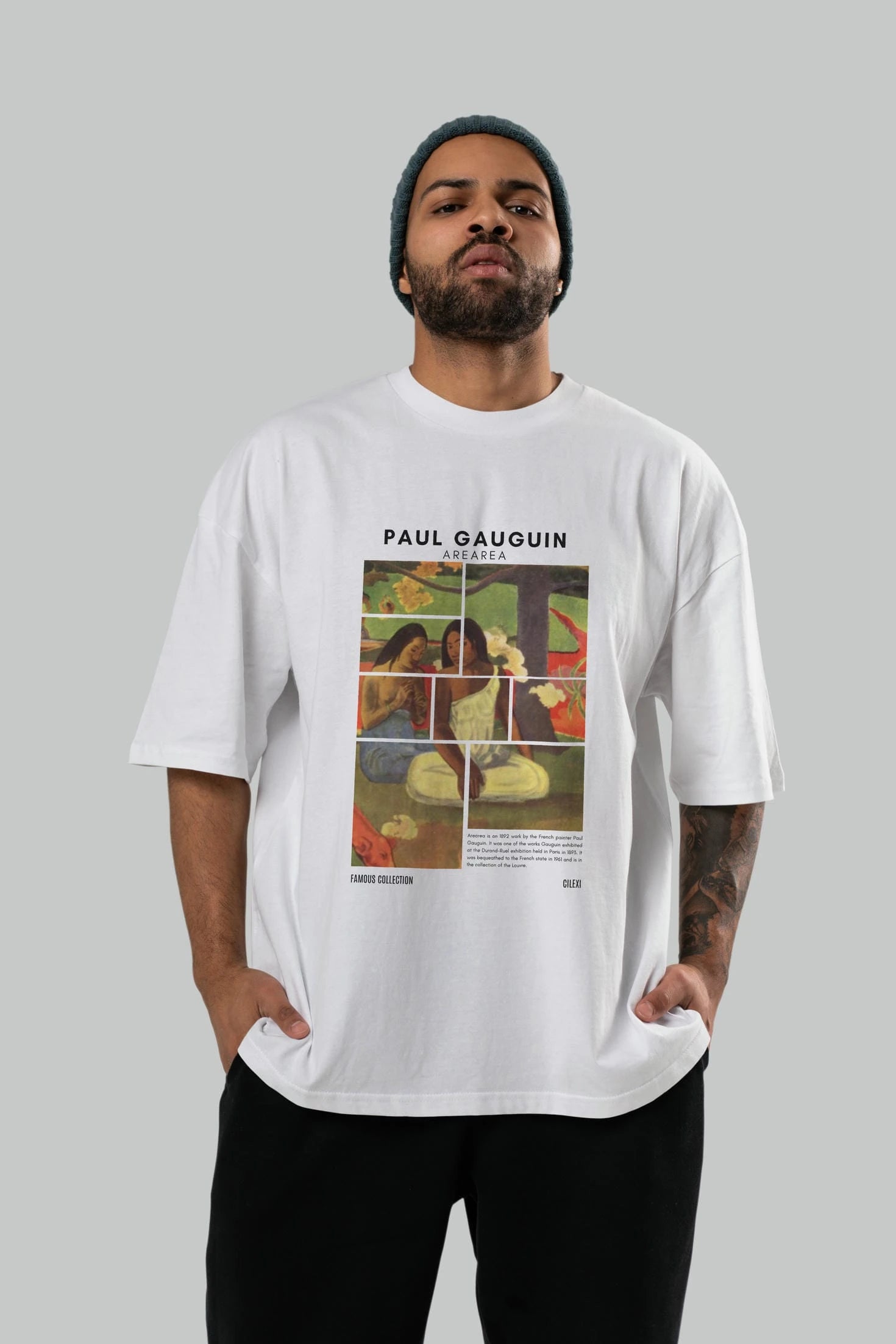 Paul Gauguin Arearea ön Baskılı Oversize t-shirt Erkek Kadın Bisiklet Yaka Pamuk tişort
