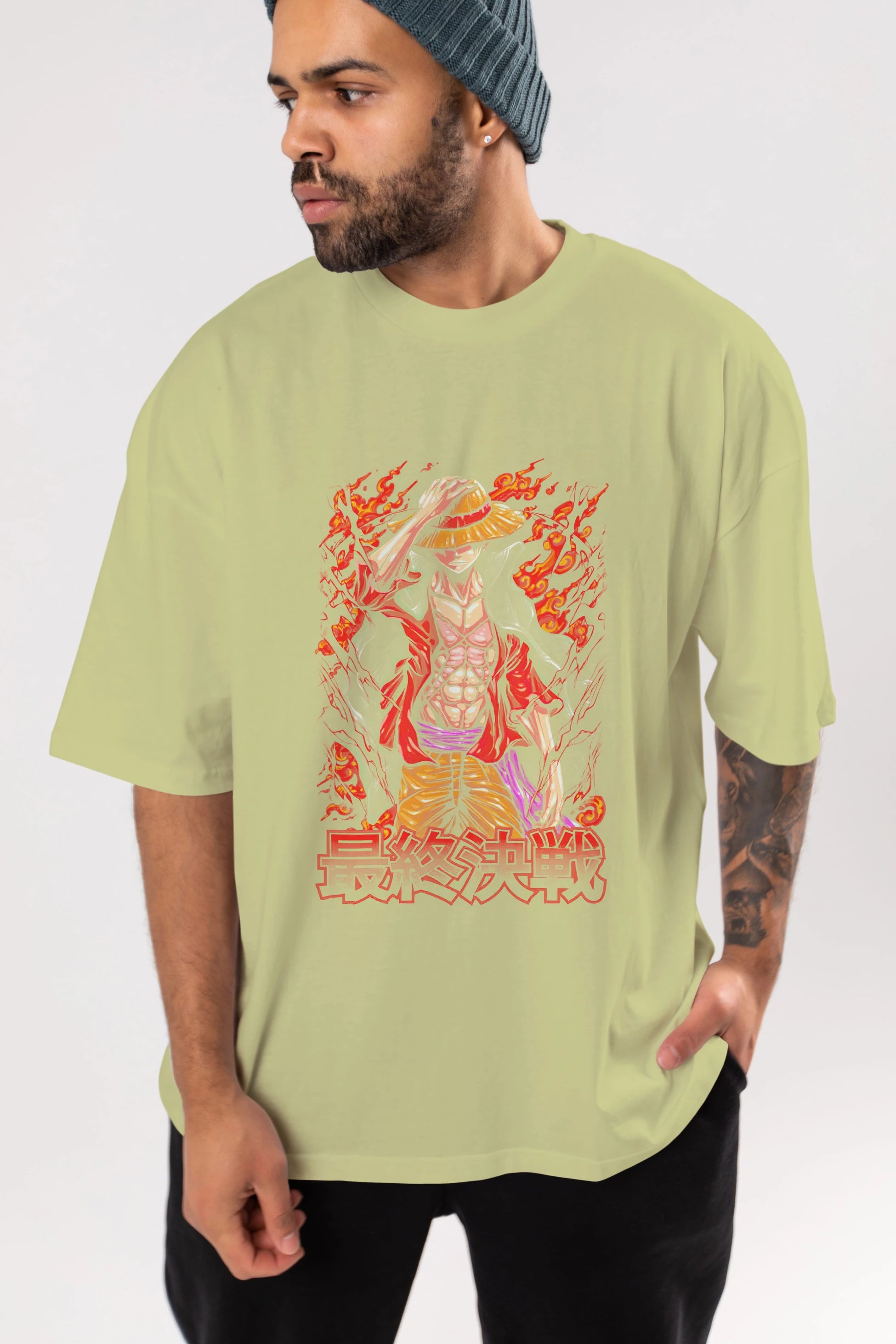 MONKEY D. LUFFY (3) Anime Ön Baskılı Oversize t-shirt %100 pamuk Erkek Kadın Unisex