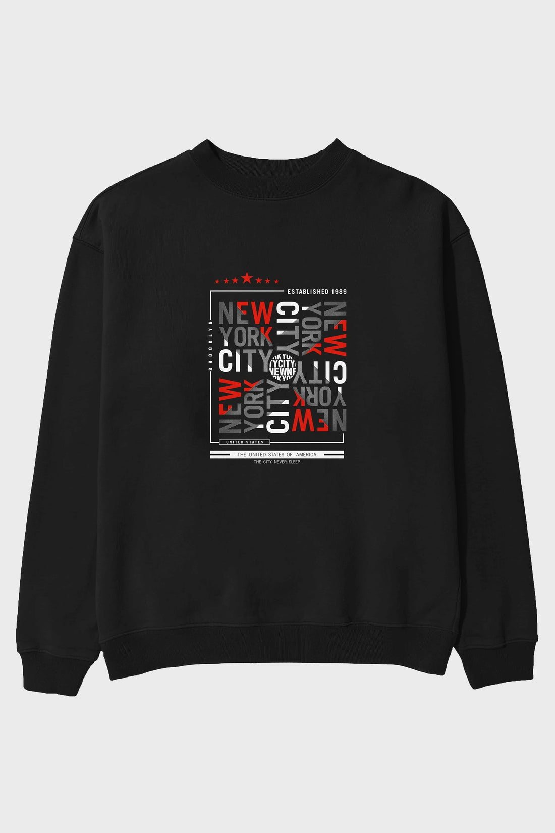 New York Style 2 Ön Baskılı Oversize Sweatshirt Erkek Kadın Unisex