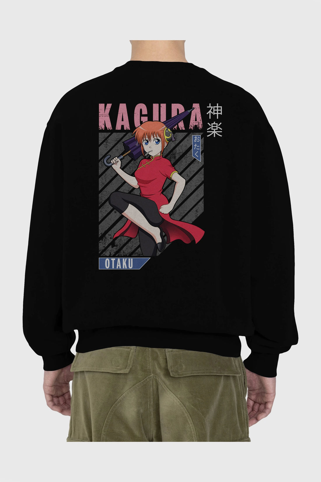 Kagura GINTAMA 1 Anime Arka Baskılı Oversize Sweatshirt Erkek Kadın Unisex