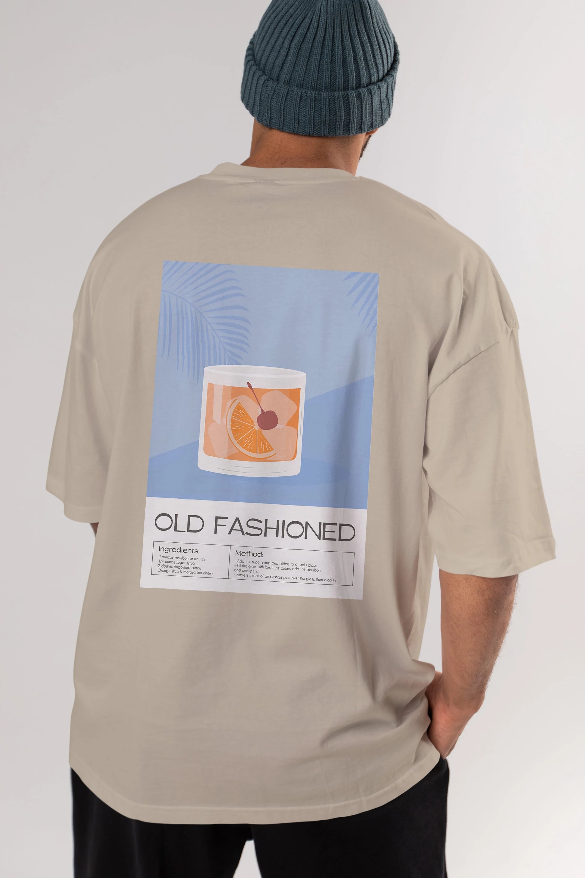 Old Fashioned 3 Arka Baskılı Oversize t-shirt Erkek Kadın Unisex %100 Pamuk Bisiklet Yaka tişort