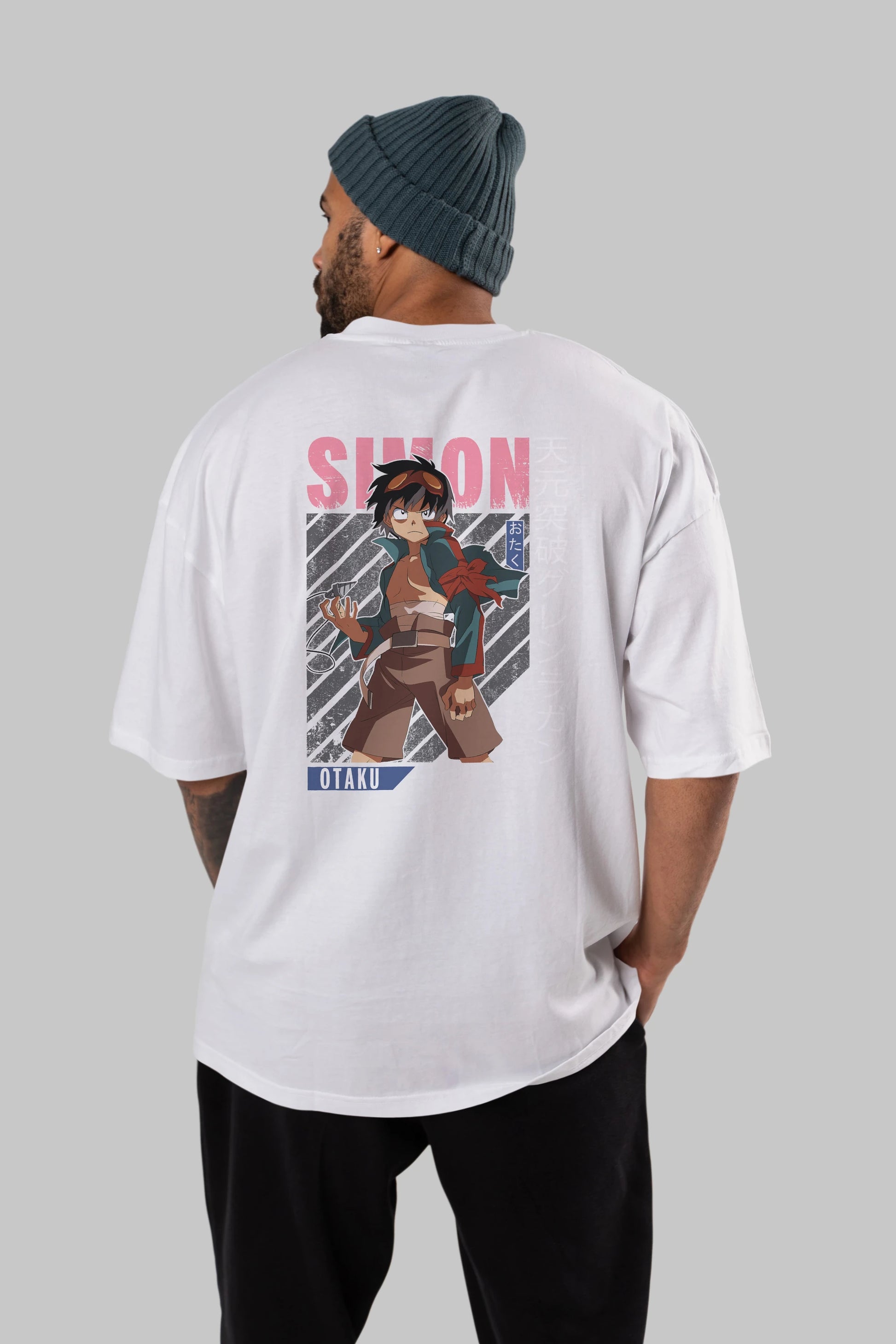 Simon 5 Anime Arka Baskılı Oversize t-shirt Erkek Kadın Unisex