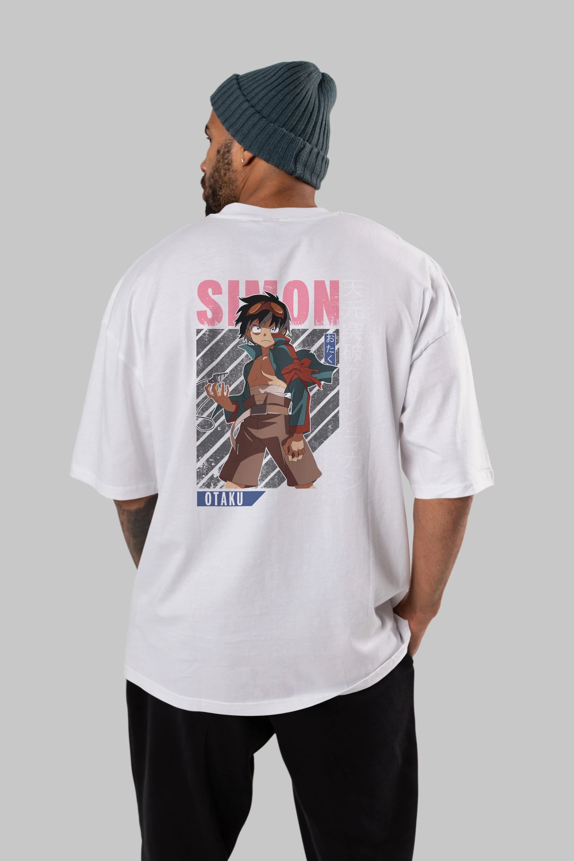Simon 5 Anime Arka Baskılı Oversize t-shirt Erkek Kadın Unisex