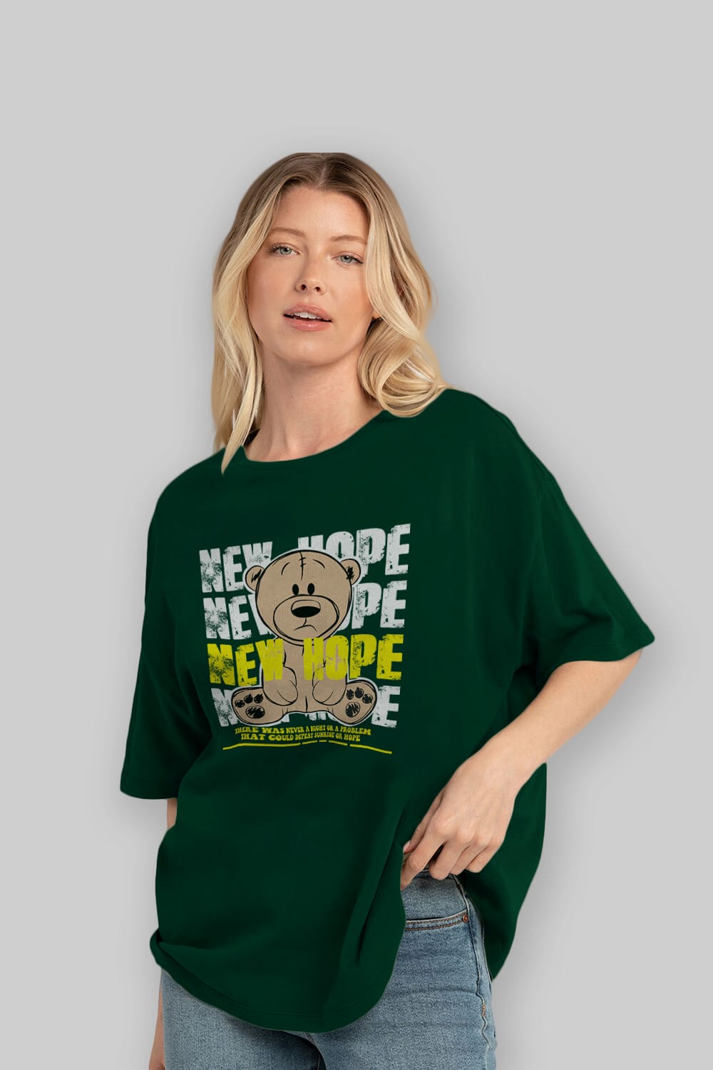 Teddy Bear New Hope Ön Baskılı Oversize t-shirt Erkek Kadın Unisex