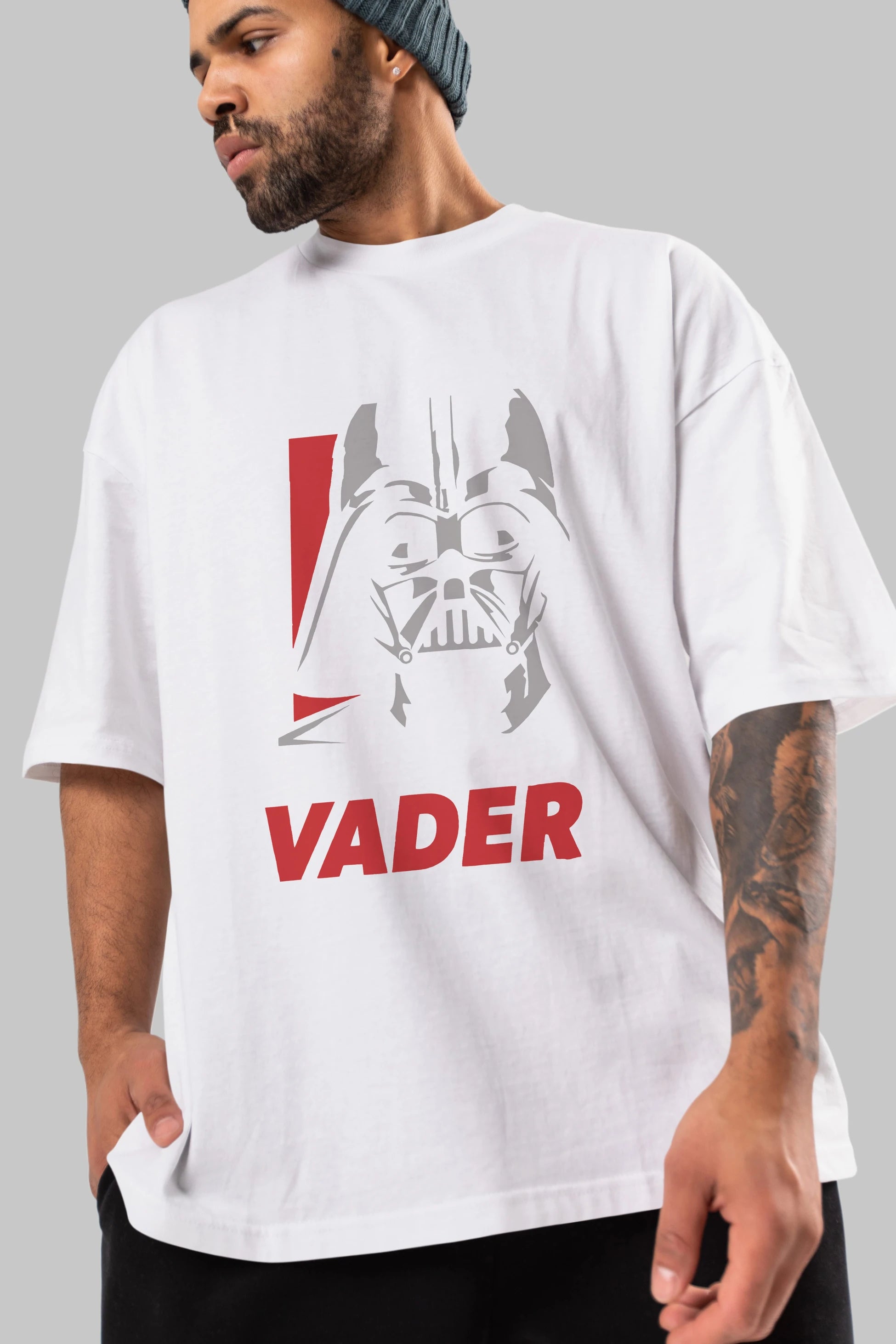 Darth Vader Ön Baskılı Oversize t-shirt Erkek Kadın Unisex %100 Pamuk Bisiklet Yaka tişort