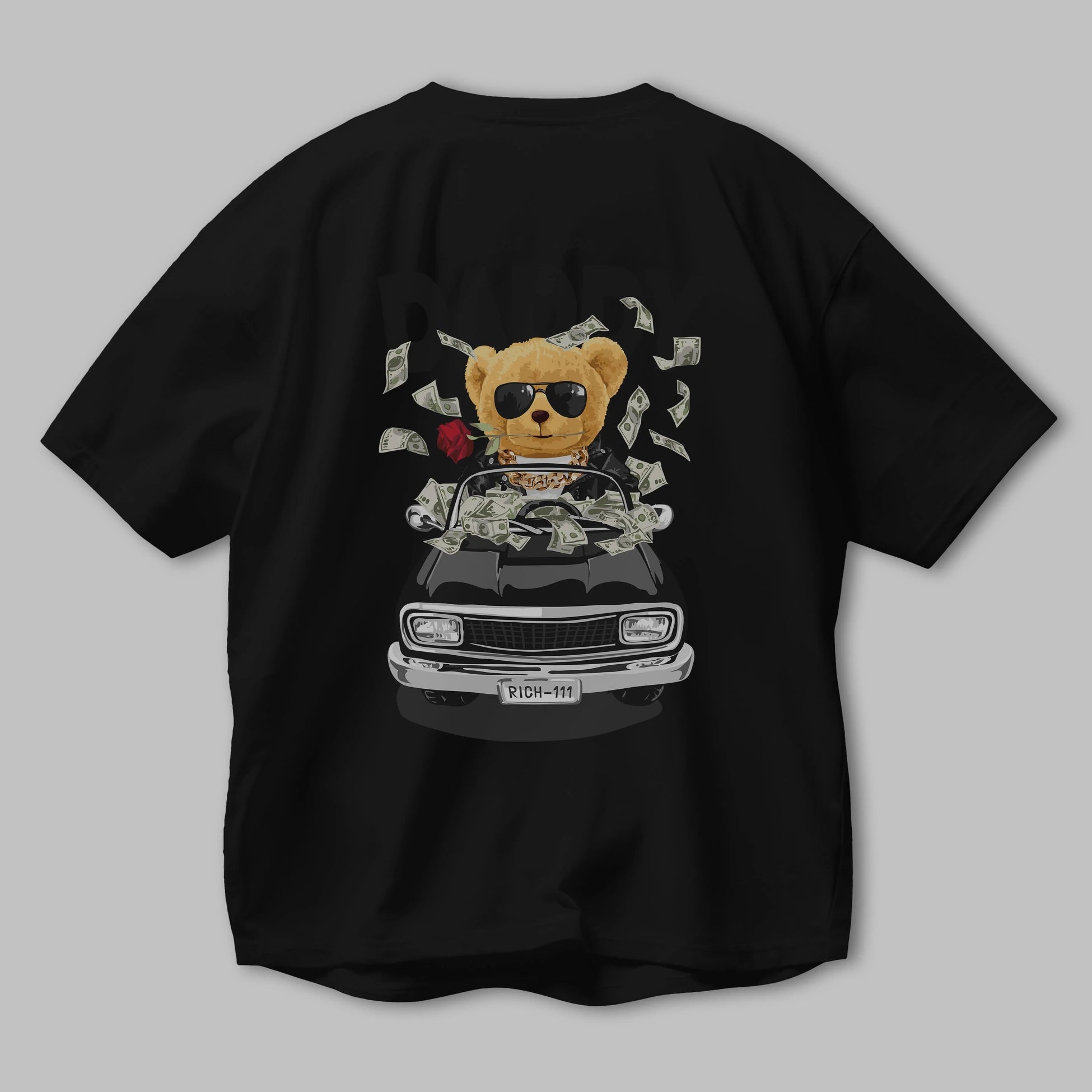 Teddy Bear Daddy Arka Baskılı Oversize t-shirt Erkek Kadın Unisex %100 Pamuk