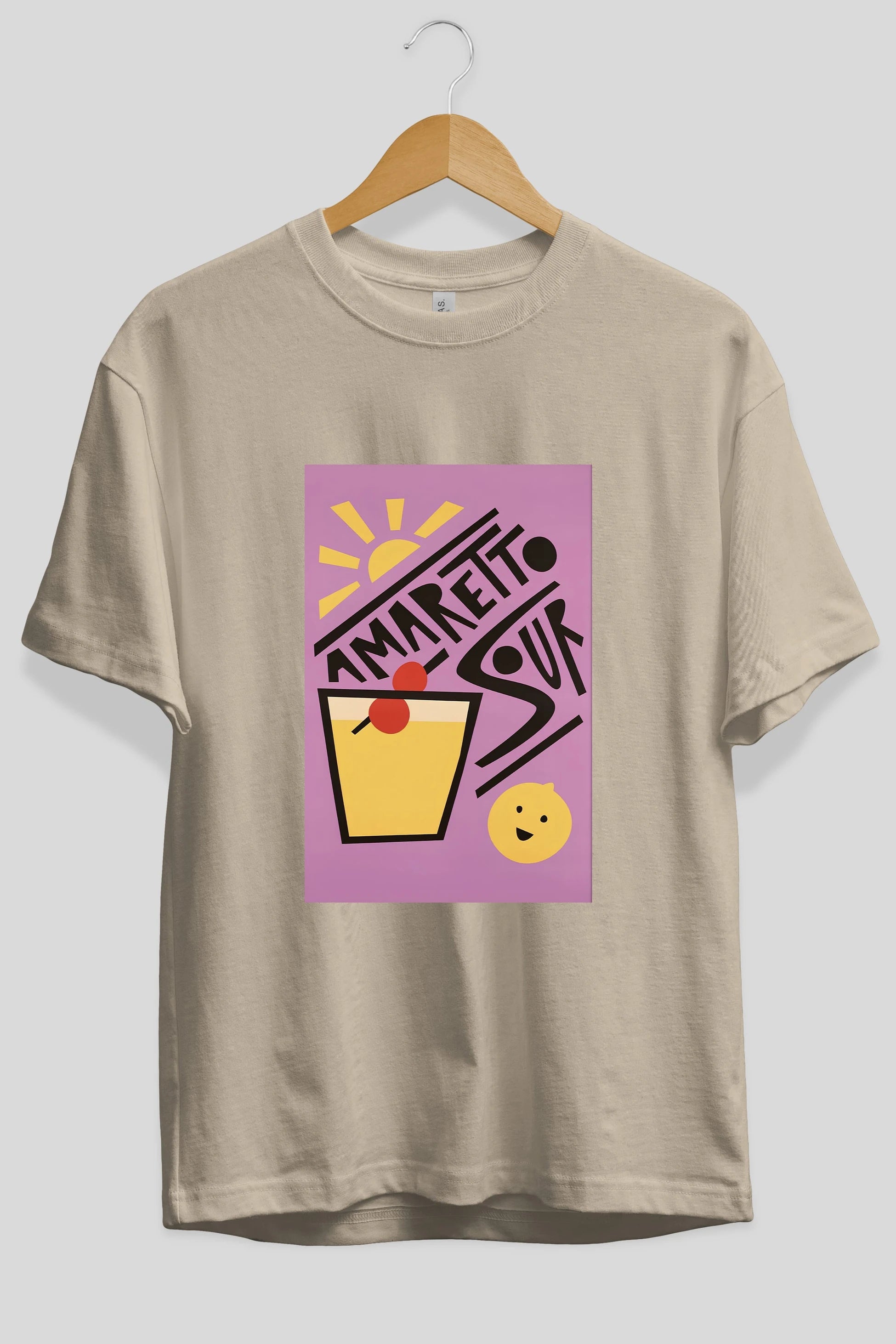 Amaretto Sour Ön Baskılı Oversize t-shirt Erkek Kadın Unisex %100 Pamuk Bisiklet Yaka tişort