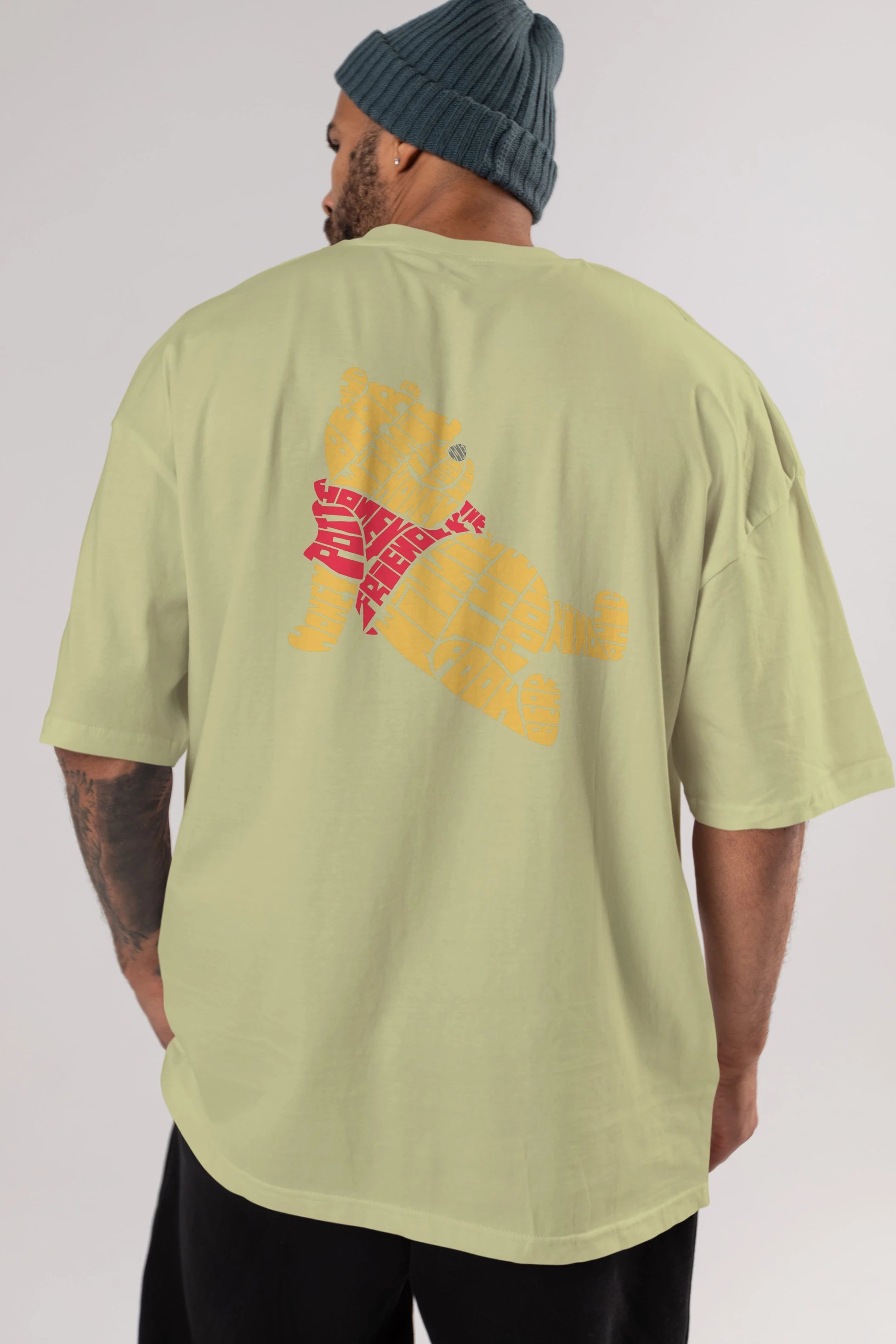 Winnie The Pooh Arka Baskılı Oversize t-shirt %100 pamuk Erkek Kadın Unisex