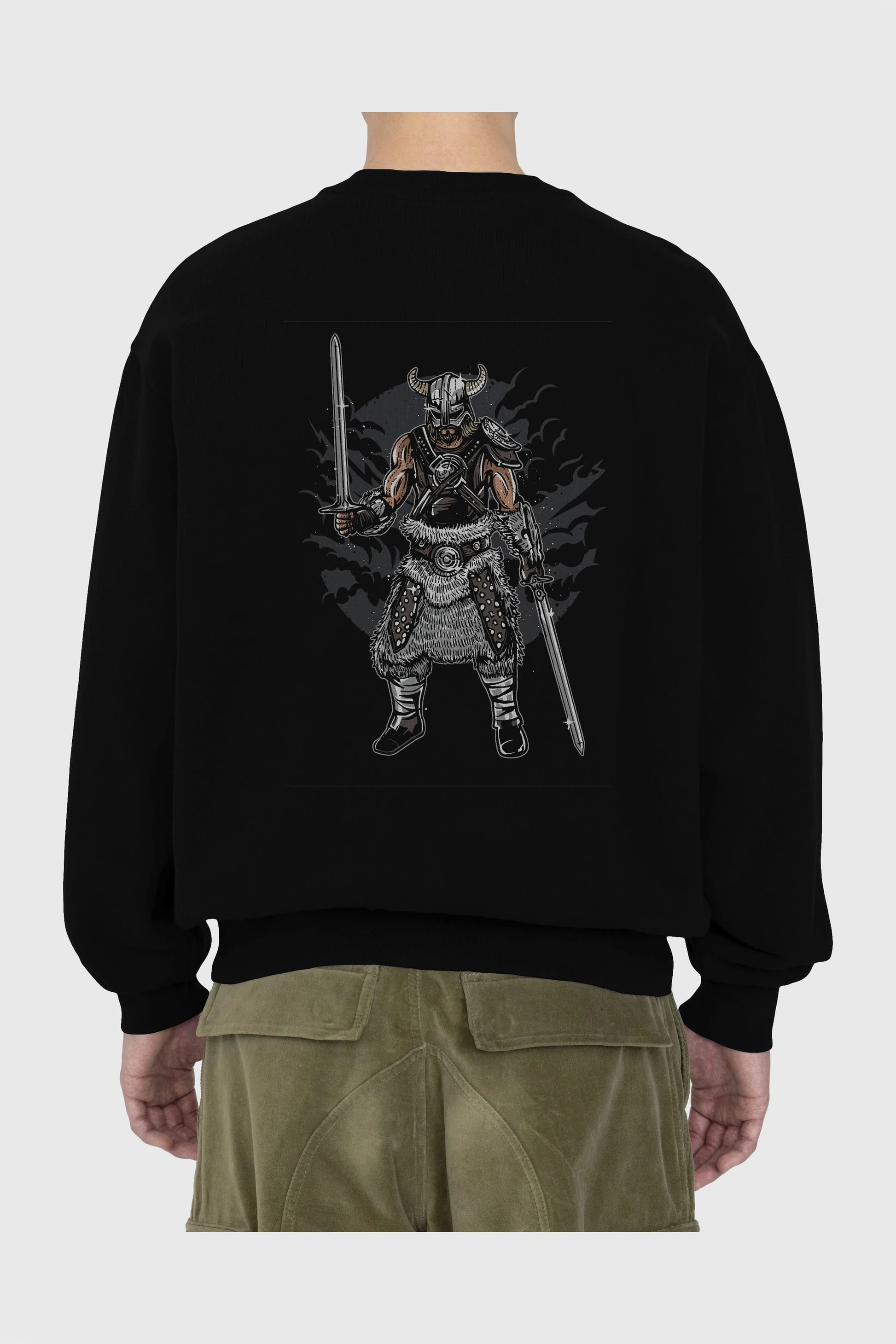 Dark Viking Arka Baskılı Oversize Sweatshirt Erkek Kadın Unisex