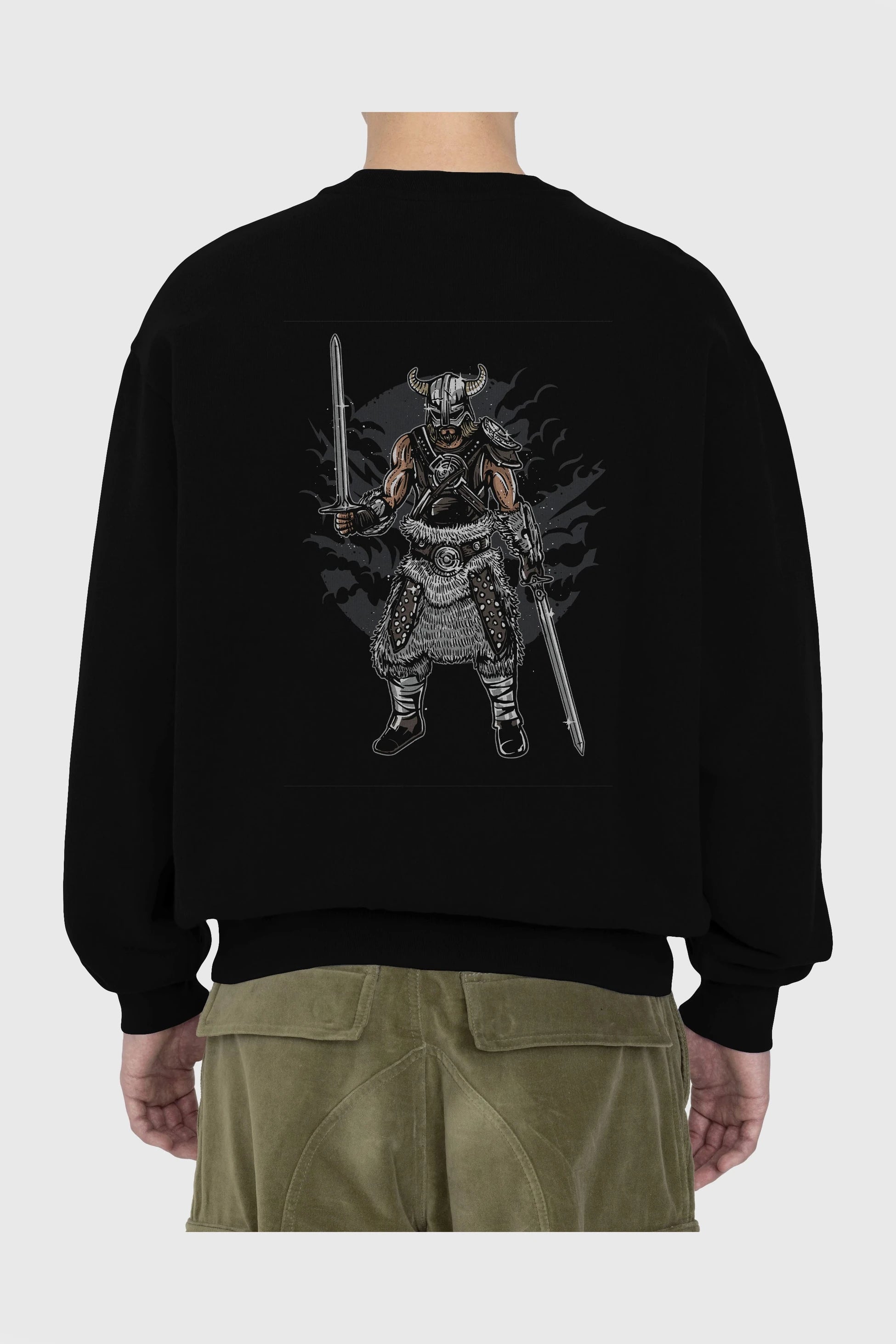 Dark Viking Arka Baskılı Oversize Sweatshirt Erkek Kadın Unisex