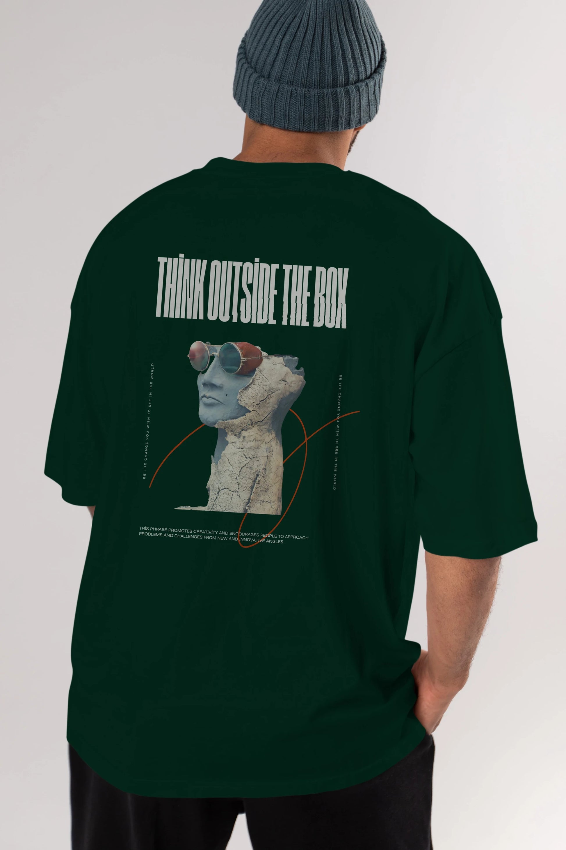 Think Outside The Box Arka Baskılı Oversize t-shirt Erkek Kadın Unisex