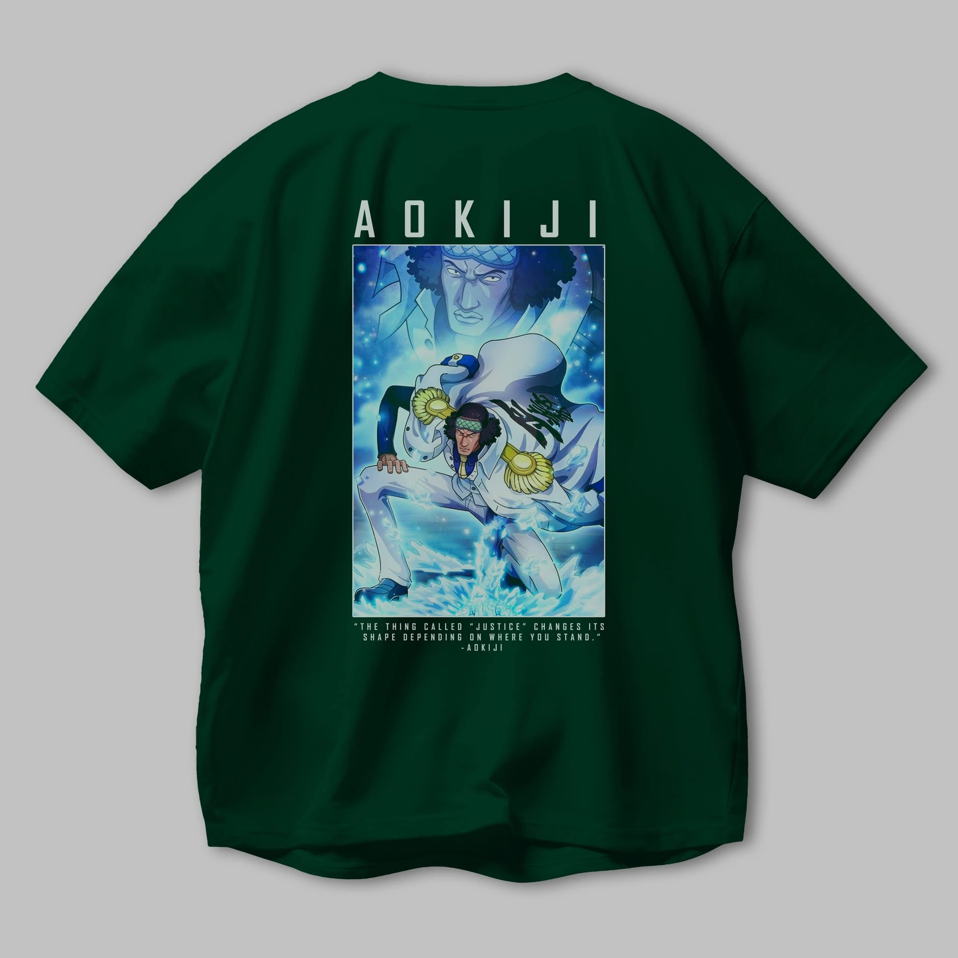 Kuzan Anime Arka Baskılı Oversize t-shirt Erkek Kadın Unisex %100 pamuk tişort