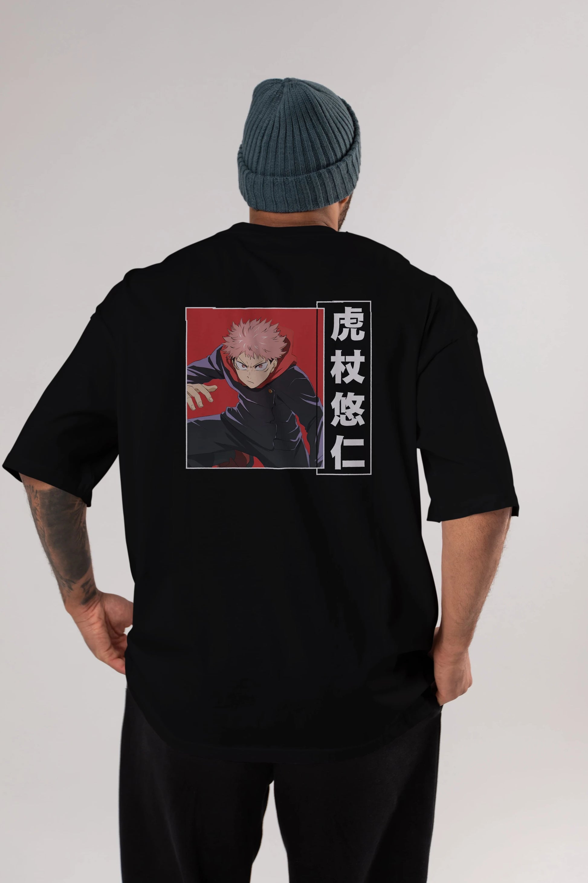 Yuuji Itadori 2 Anime Arka Baskılı Oversize t-shirt Erkek Kadın Unisex