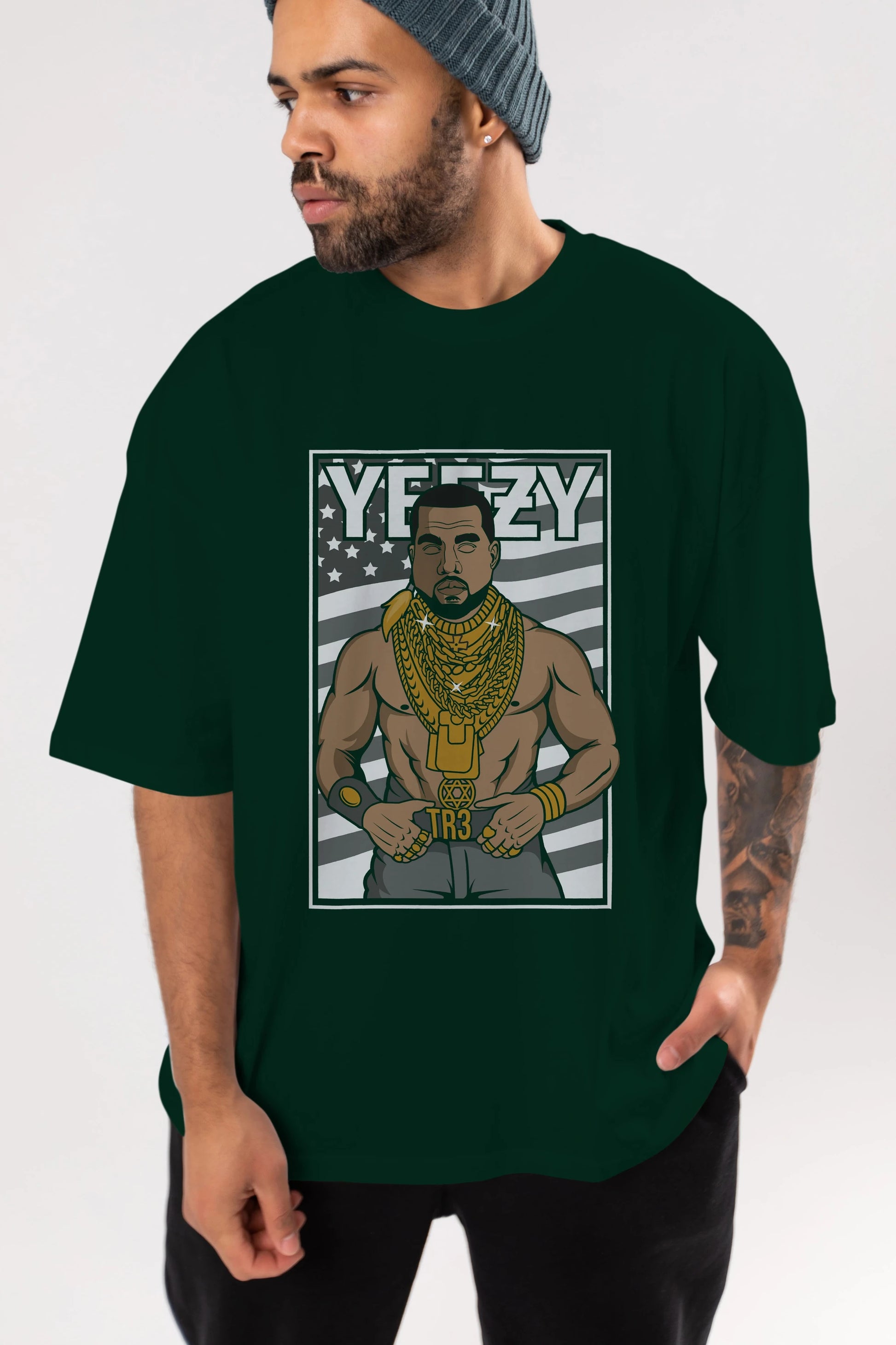 Mr.T Ön Baskılı Oversize t-shirt Erkek Kadın Unisex %100 Pamuk tişort