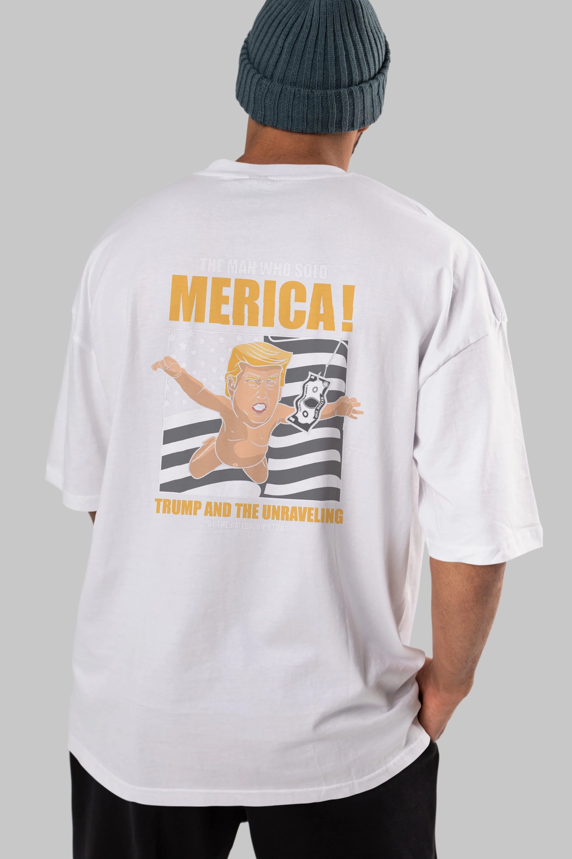 Trump Nirvana Arka Baskılı Oversize t-shirt Erkek Kadın Unisex %100 Pamuk tişort