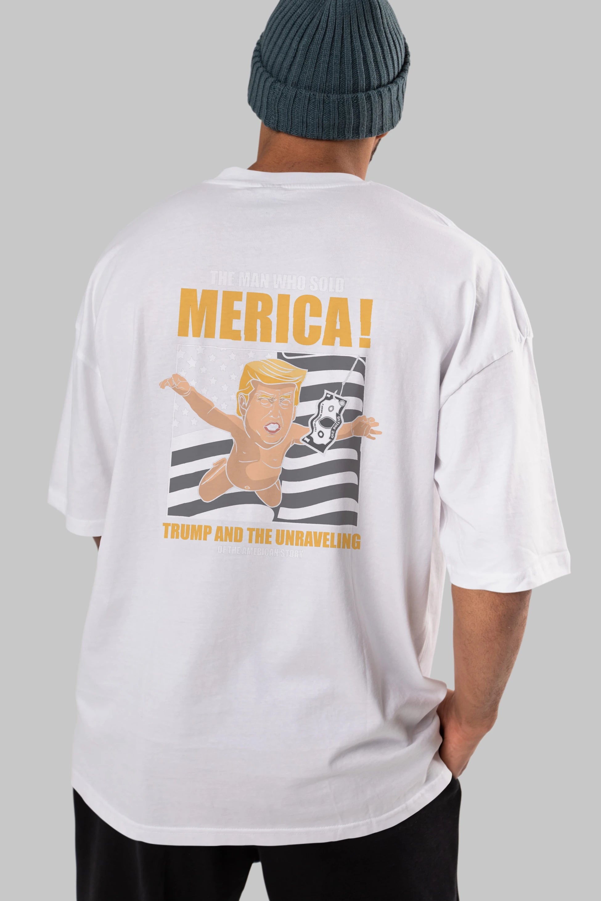 Trump Nirvana Arka Baskılı Oversize t-shirt Erkek Kadın Unisex %100 Pamuk tişort