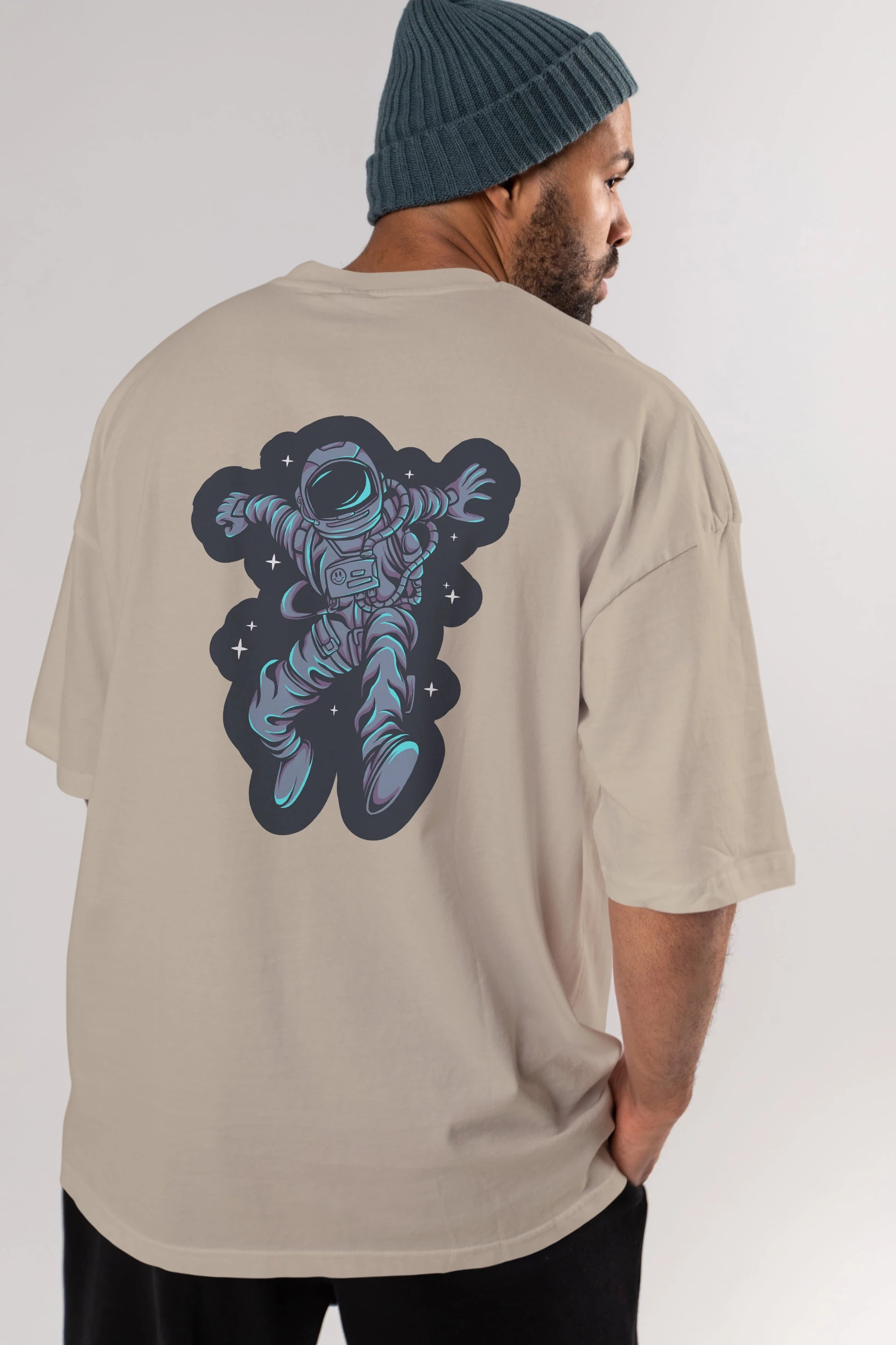 Astrostars sticker Arka Baskılı Oversize t-shirt Erkek Kadın Unisex