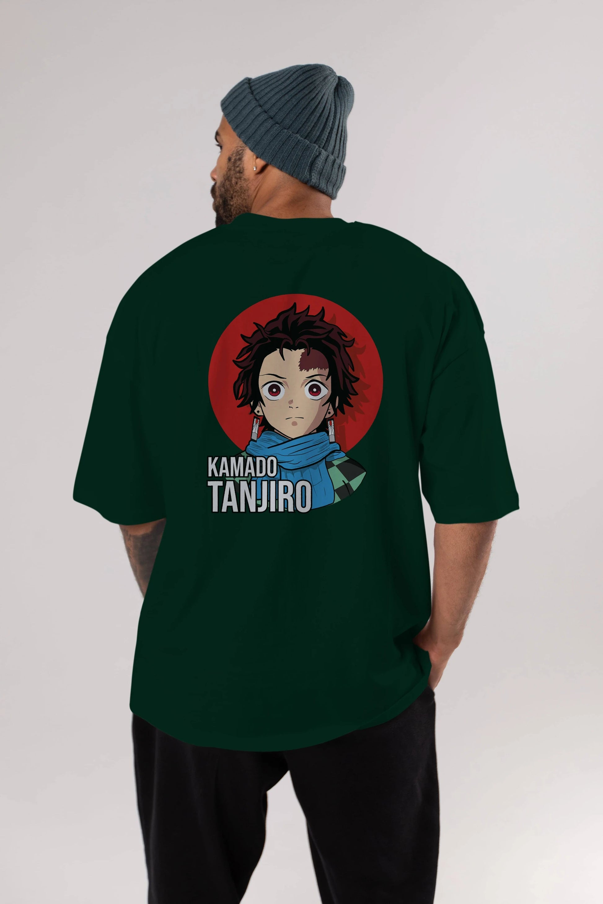 TANJIRO KAMADO Anime Arka Baskılı Oversize t-shirt Erkek Kadın Unisex