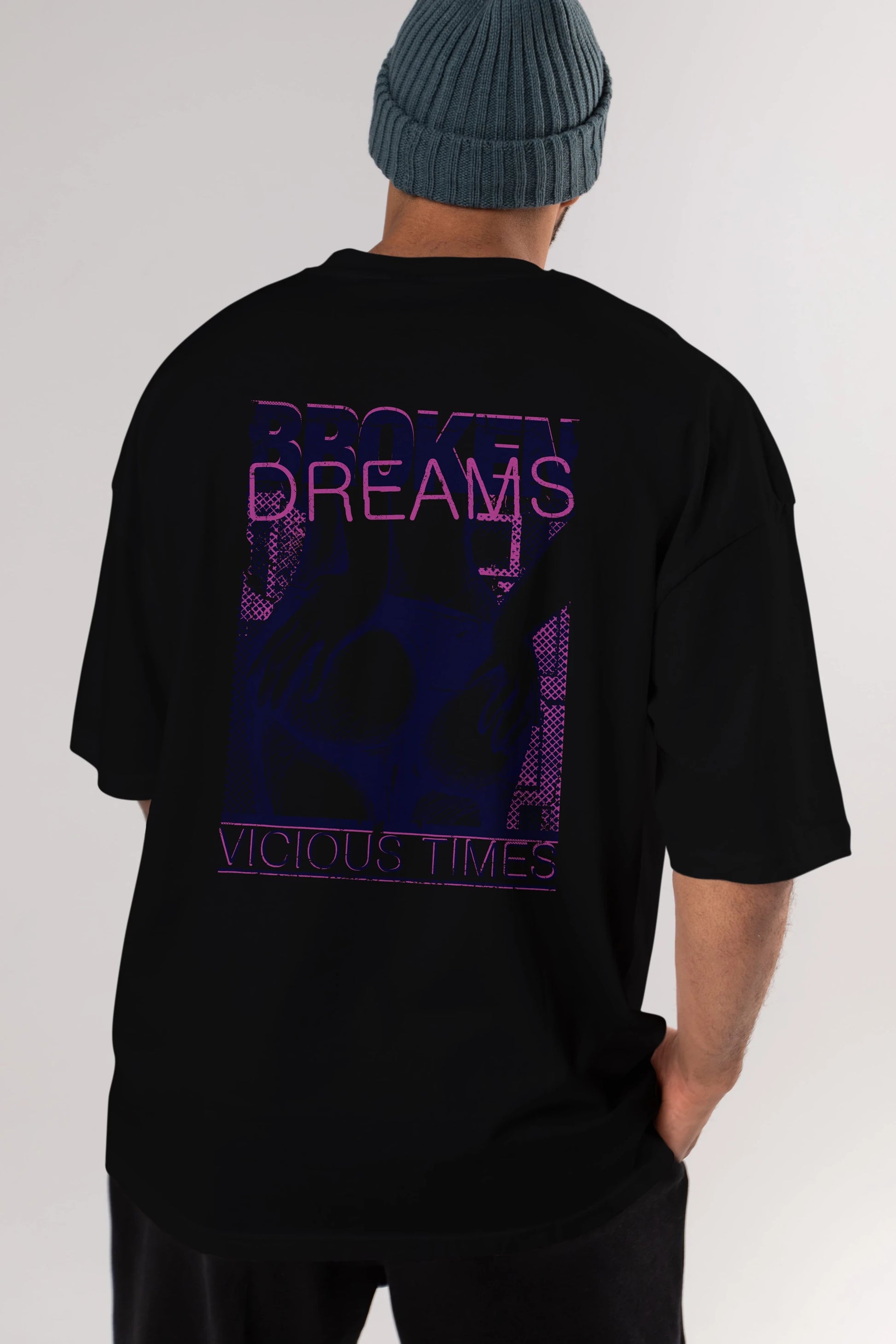Broken Dreams Arka Baskılı Oversize t-shirt Erkek Kadın Unisex