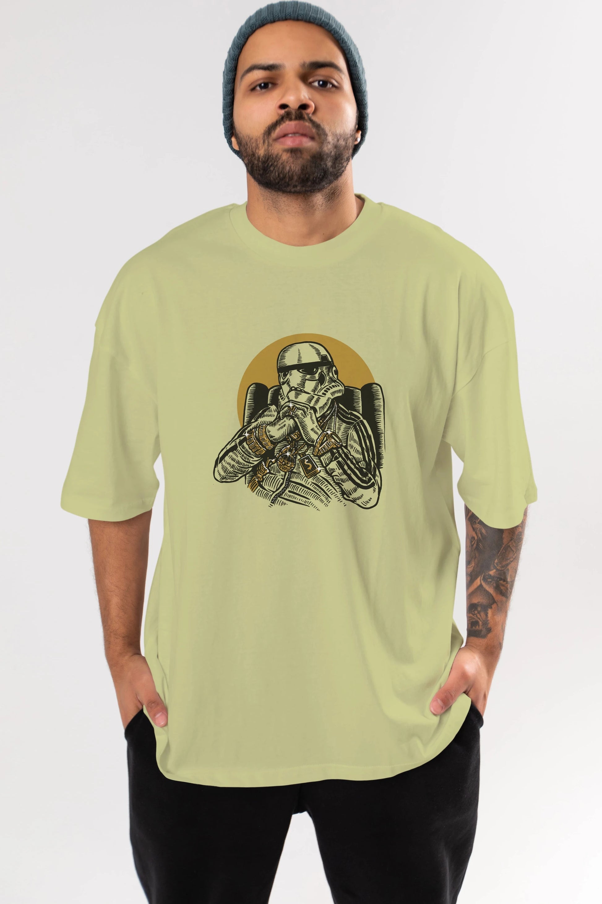 Trooper Dee Jay Ön Baskılı Oversize t-shirt Erkek Kadın Unisex %100 Pamuk tişort