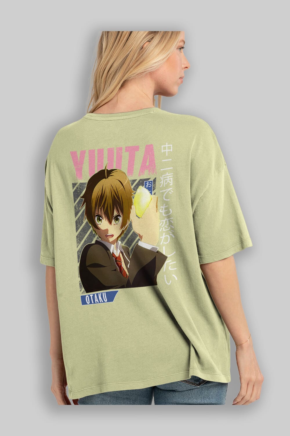 Yuuta Togashi 2 Anime Arka Baskılı Oversize t-shirt Erkek Kadın Unisex