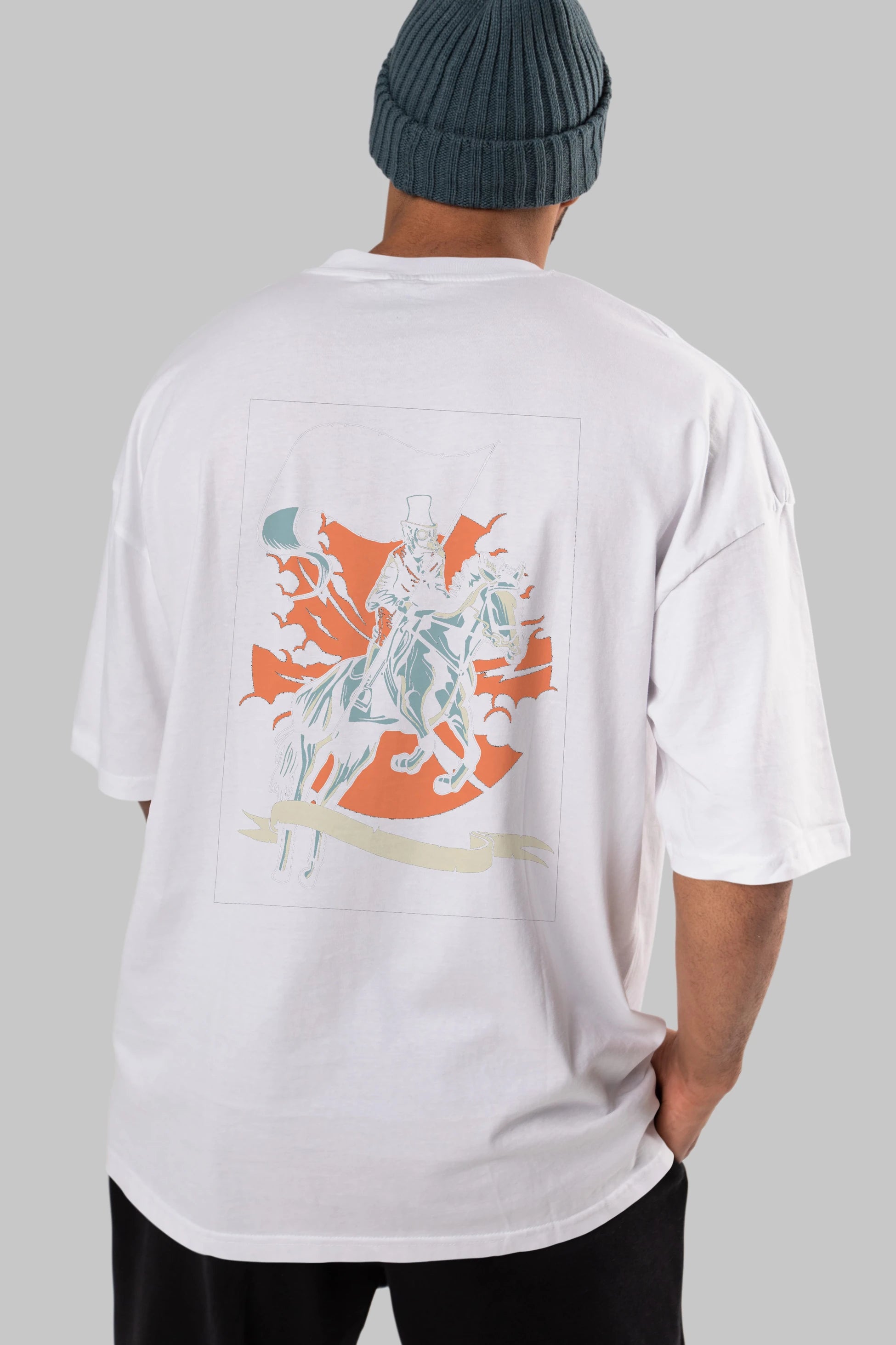 Plague Doctor Arka Baskılı Oversize t-shirt Erkek Kadın Unisex %100 Pamuk