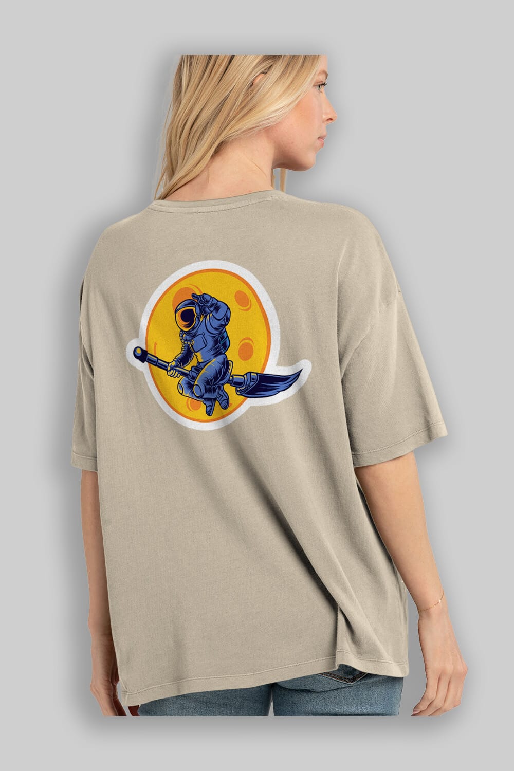 Space Witch Sticker Arka Baskılı Oversize t-shirt Erkek Kadın Unisex