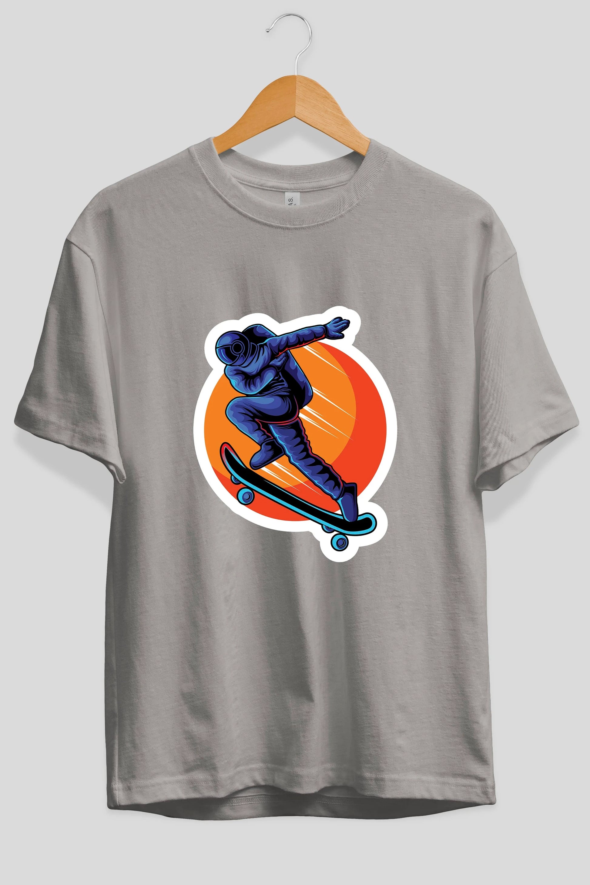 Astroskate Run Sticker Ön Baskılı Oversize t-shirt Erkek Kadın Unisex