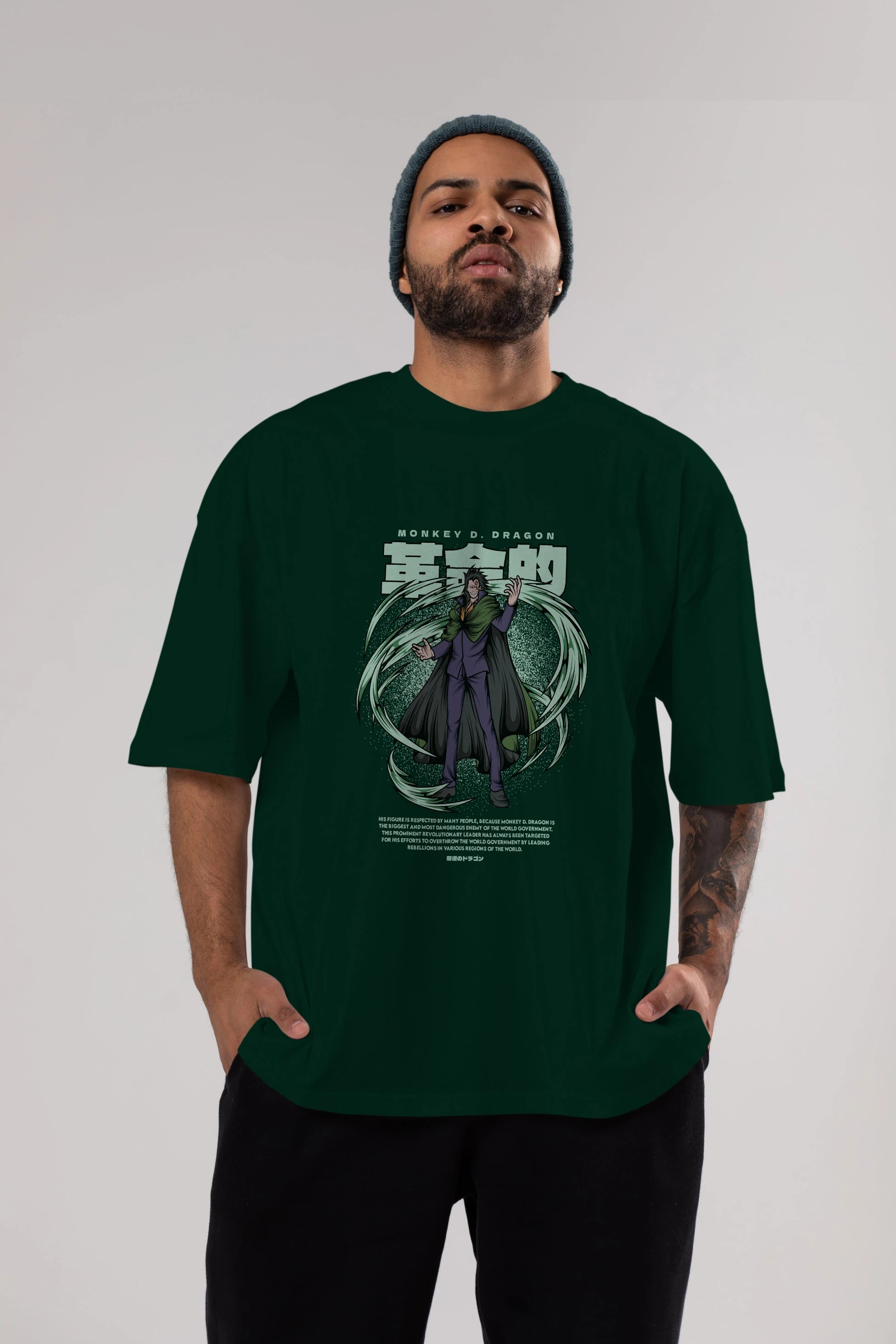 Monkey D. Dragon Anime Ön Baskılı Oversize t-shirt %100 pamuk Erkek Kadın Unisex