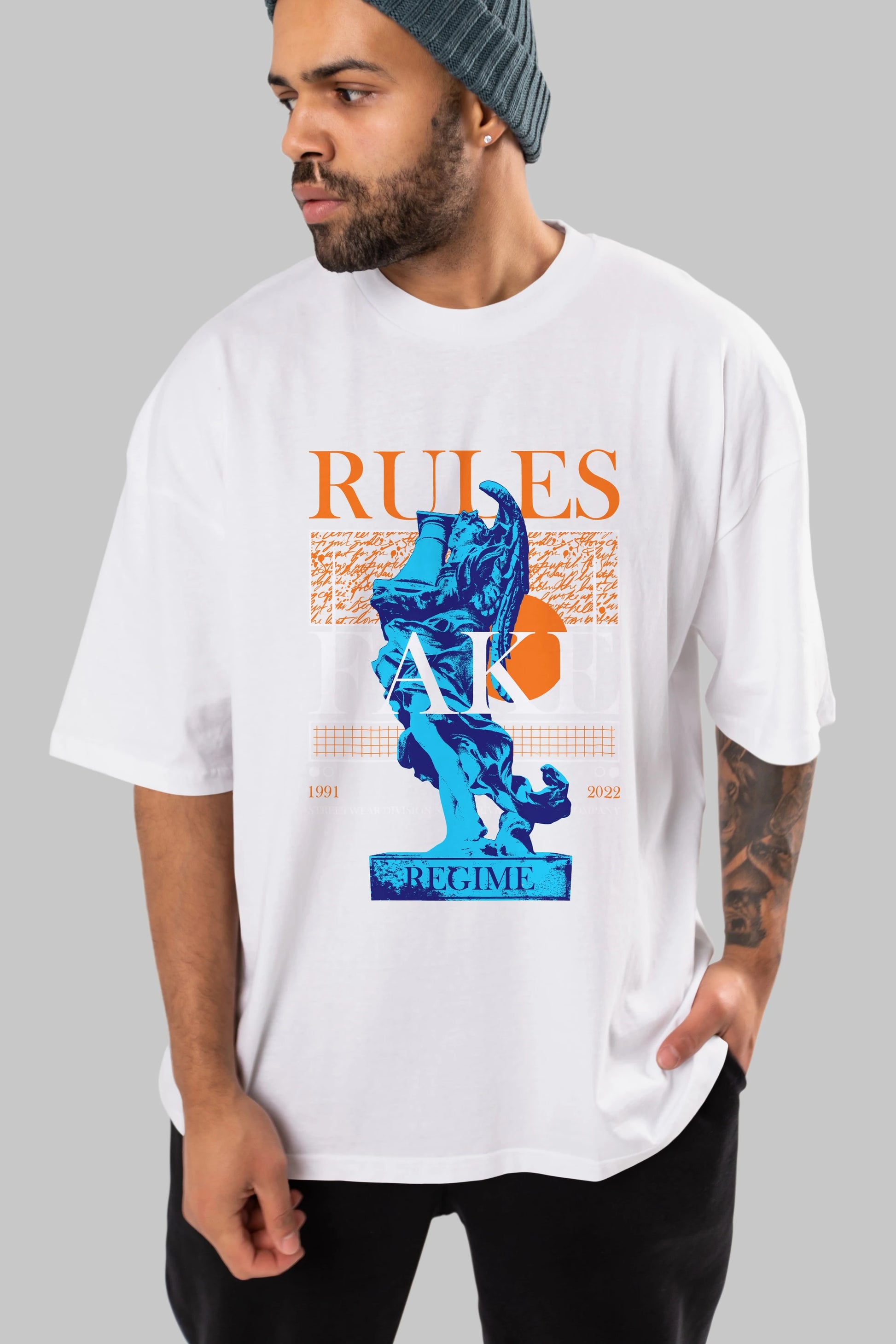 Rules Fake Ön Baskılı Oversize t-shirt Erkek Kadın Unisex