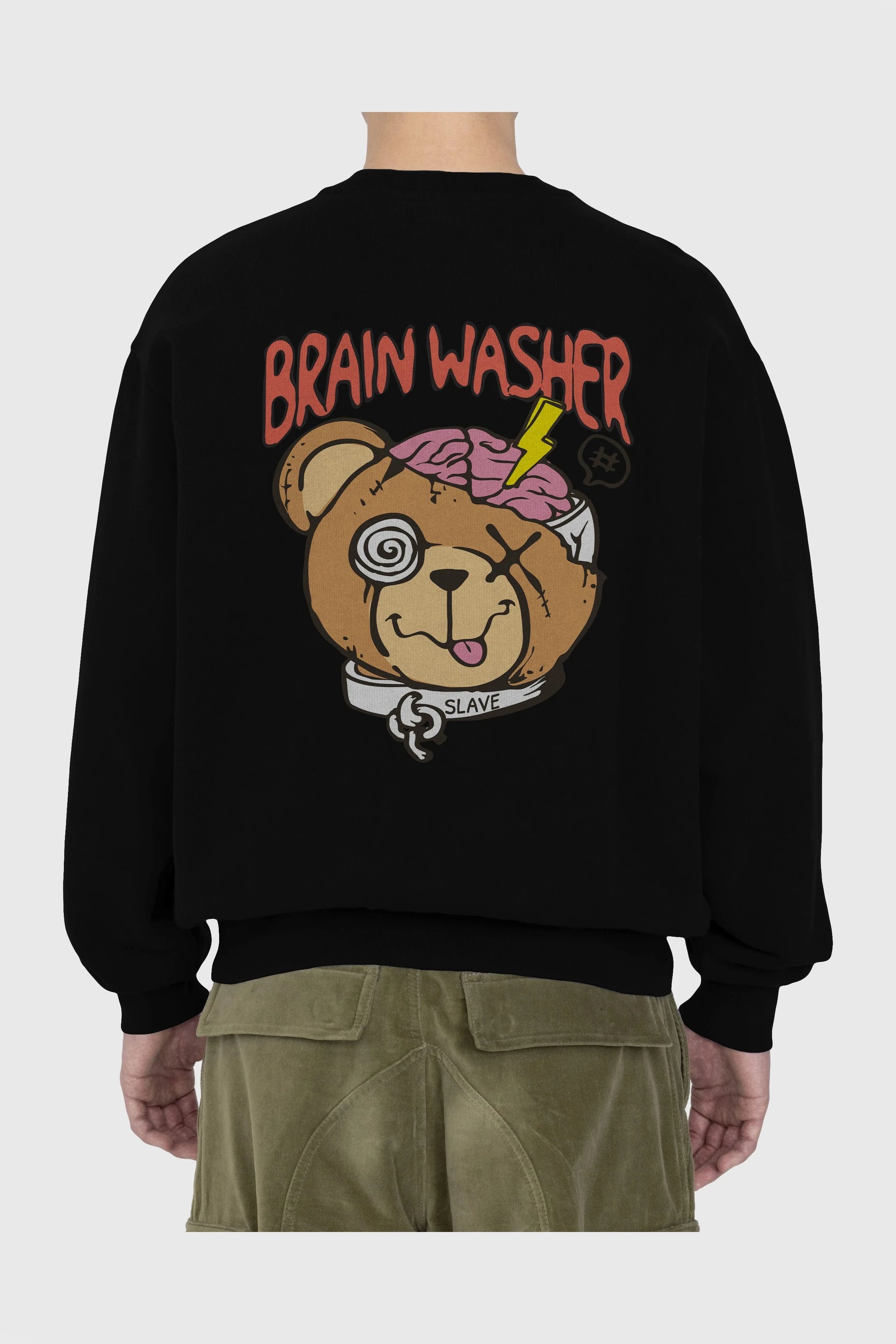Brain Washer Arka Baskılı Oversize Sweatshirt Erkek Kadın Unisex