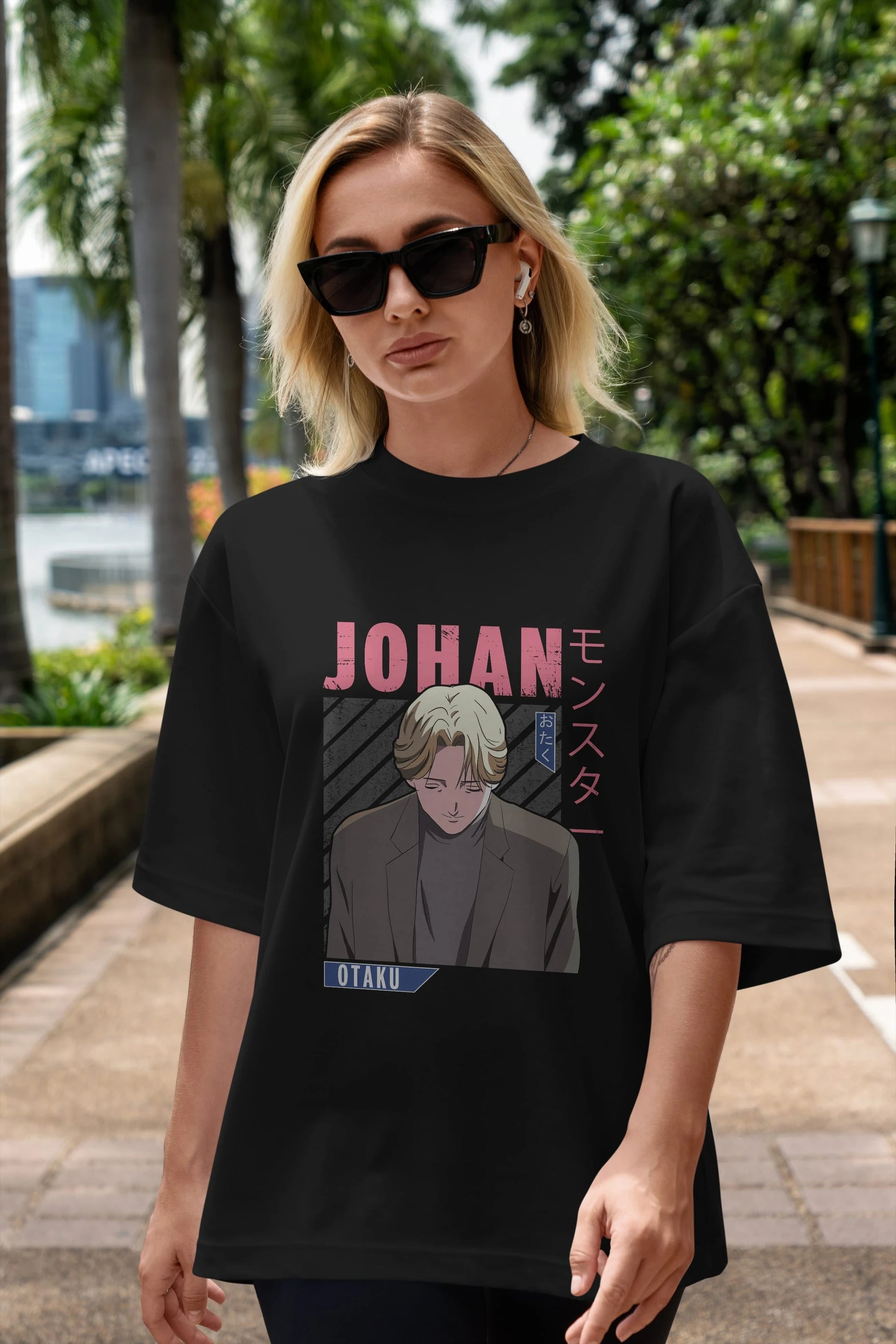 Johan Liebert MONSTER Anime Ön Baskılı Oversize t-shirt %100 pamuk Erkek Kadın Unisex