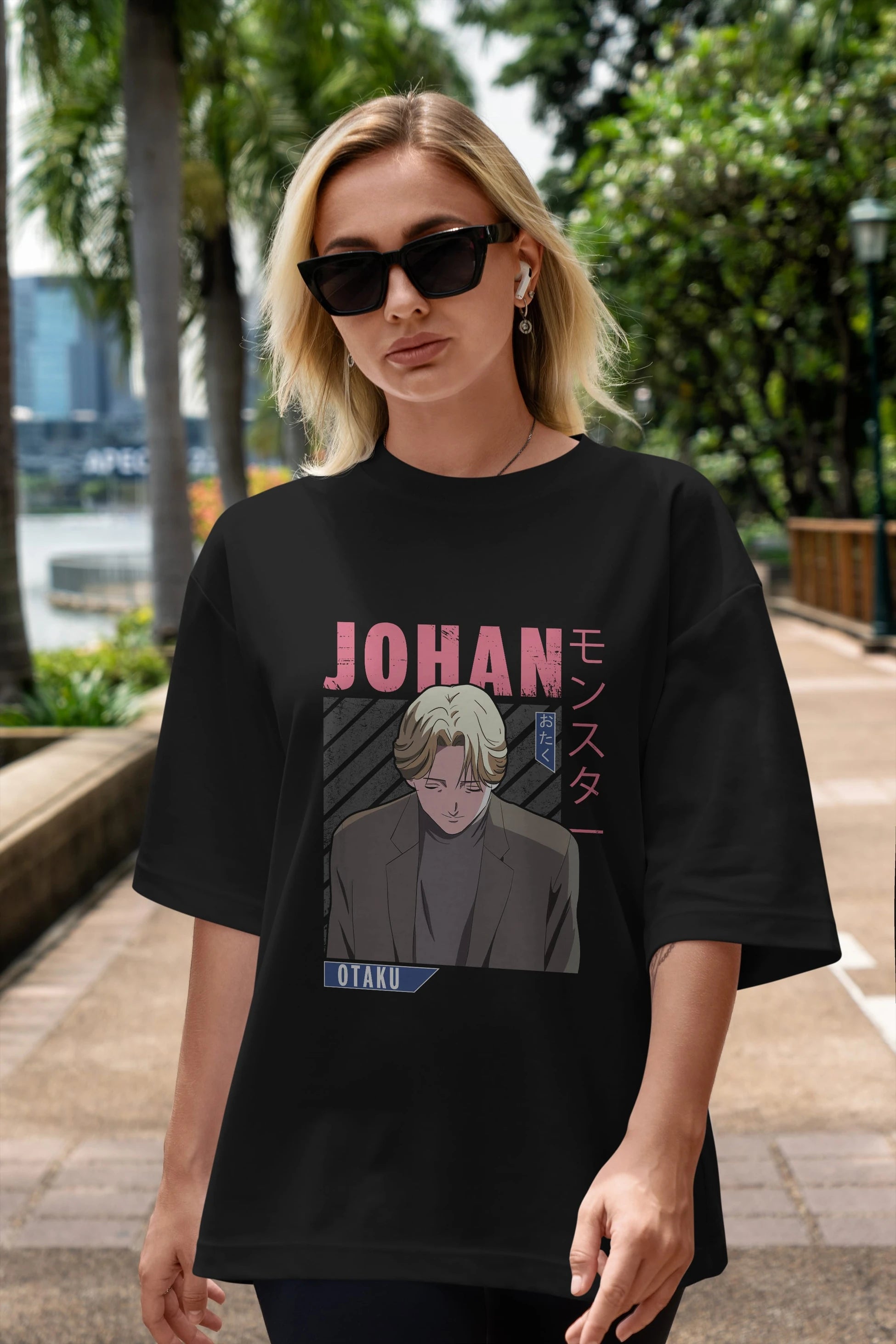 Johan Liebert MONSTER Anime Ön Baskılı Oversize t-shirt %100 pamuk Erkek Kadın Unisex