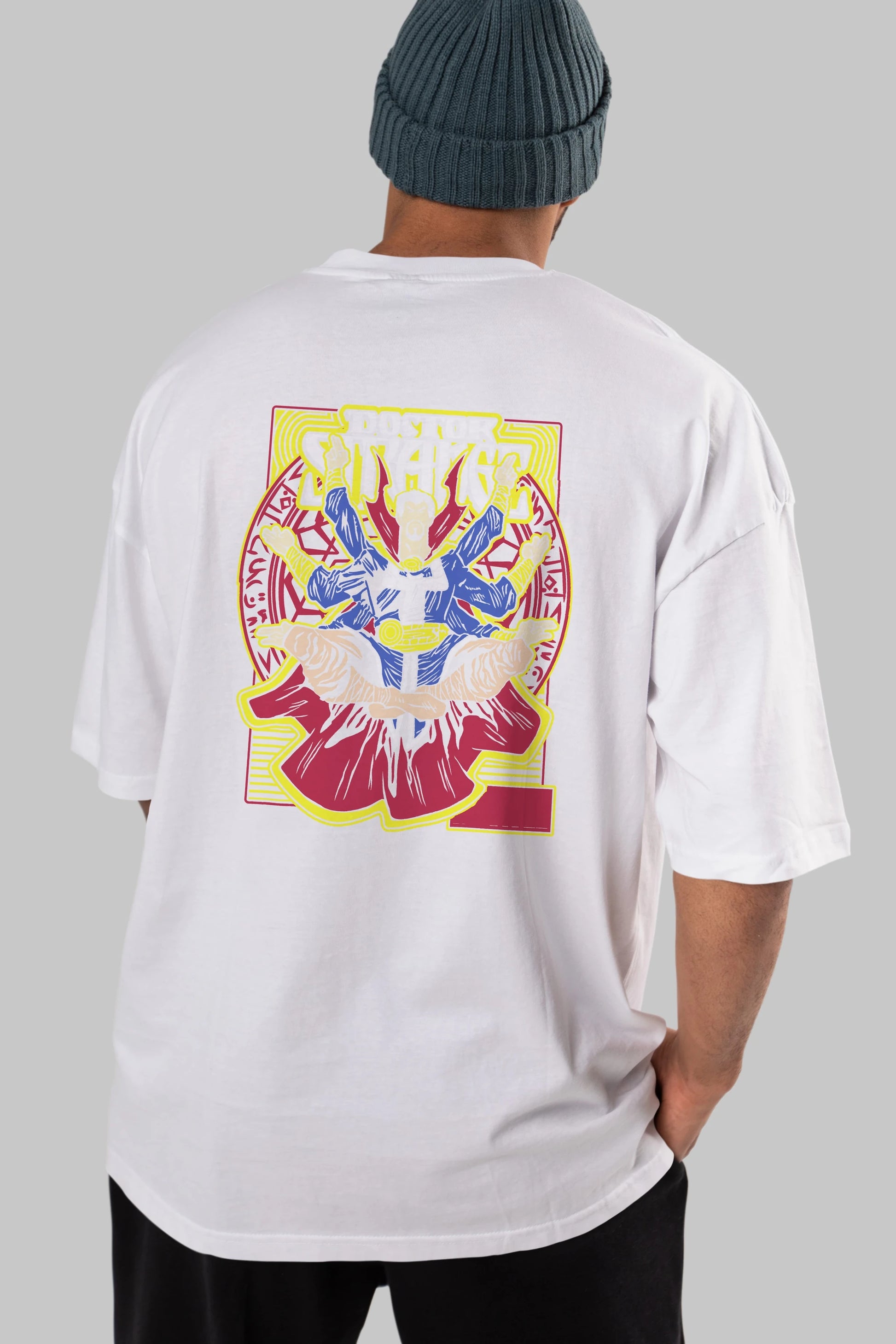 Doctor Strange (1) Arka Baskılı Oversize t-shirt Erkek Kadın Unisex %100 Pamuk Bisiklet Yaka tişort