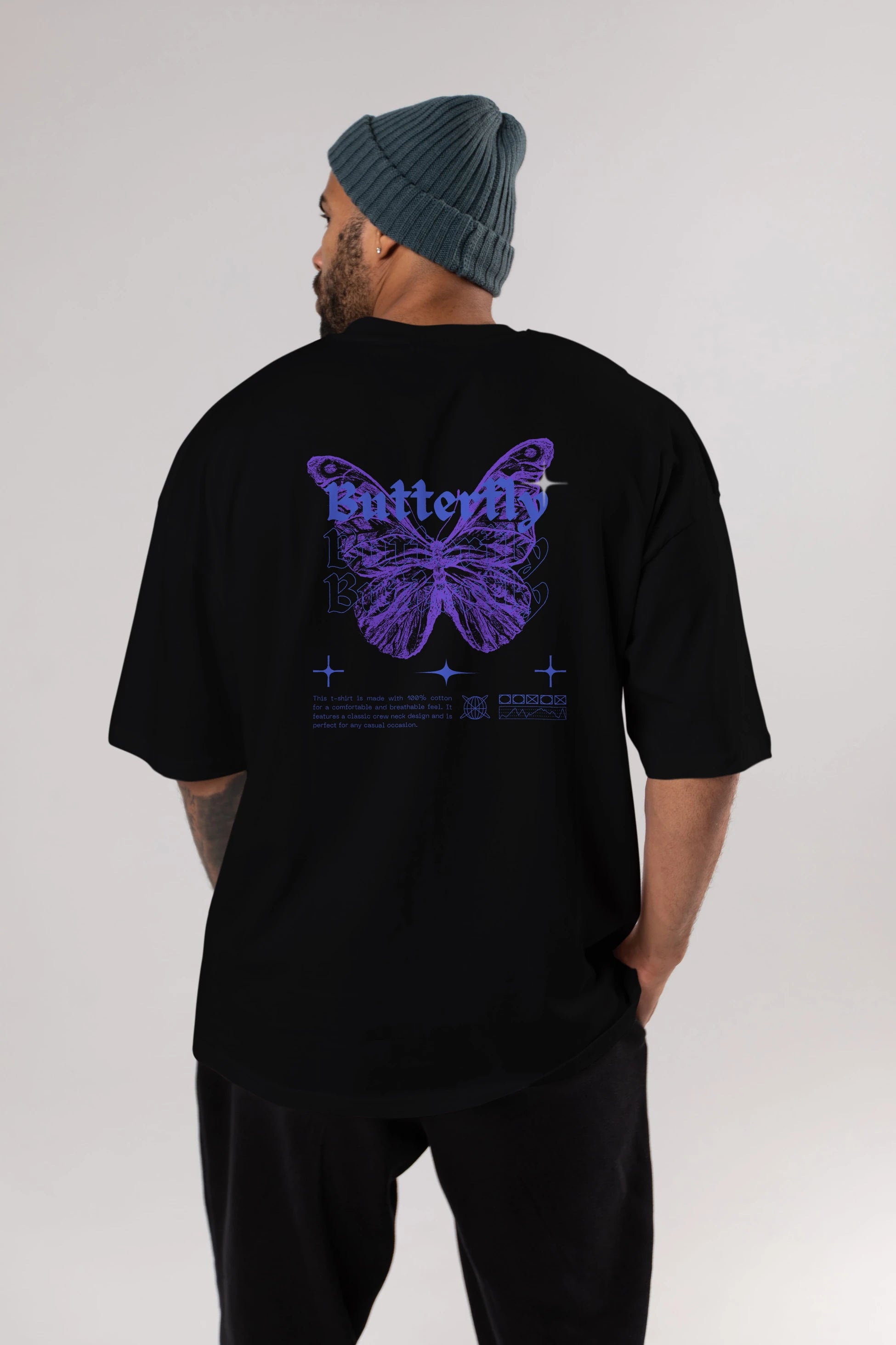 Butterfly Streetwear Arka Baskılı Oversize t-shirt Erkek Kadın Unisex