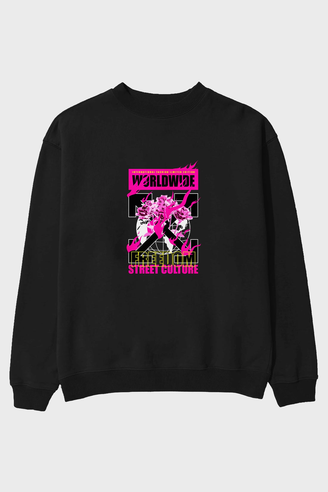 Freedom Street Culture Ön Baskılı Oversize Sweatshirt Erkek Kadın Unisex