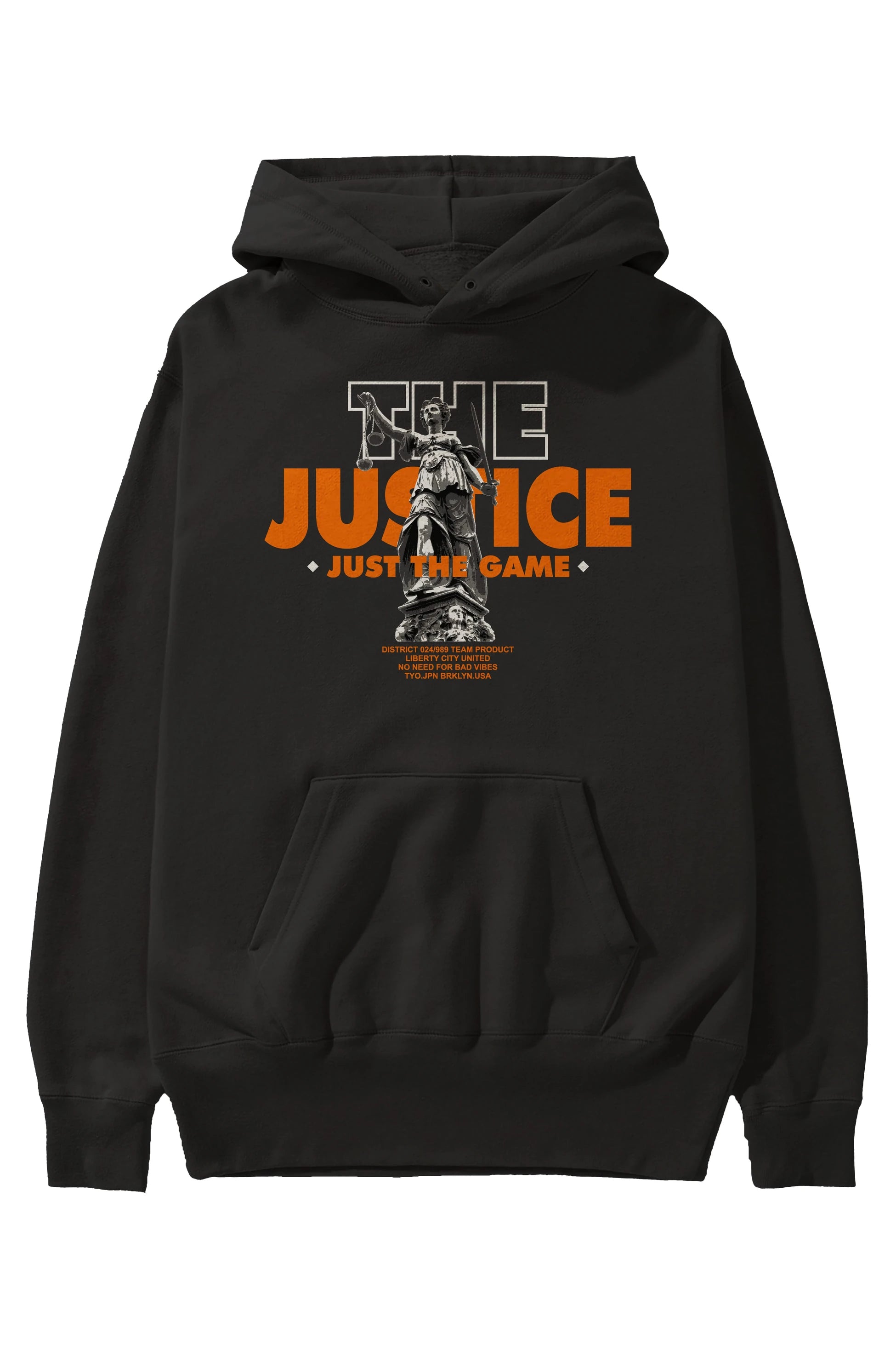 The Justice Ön Baskılı Hoodie Oversize Kapüşonlu Sweatshirt Erkek Kadın Unisex