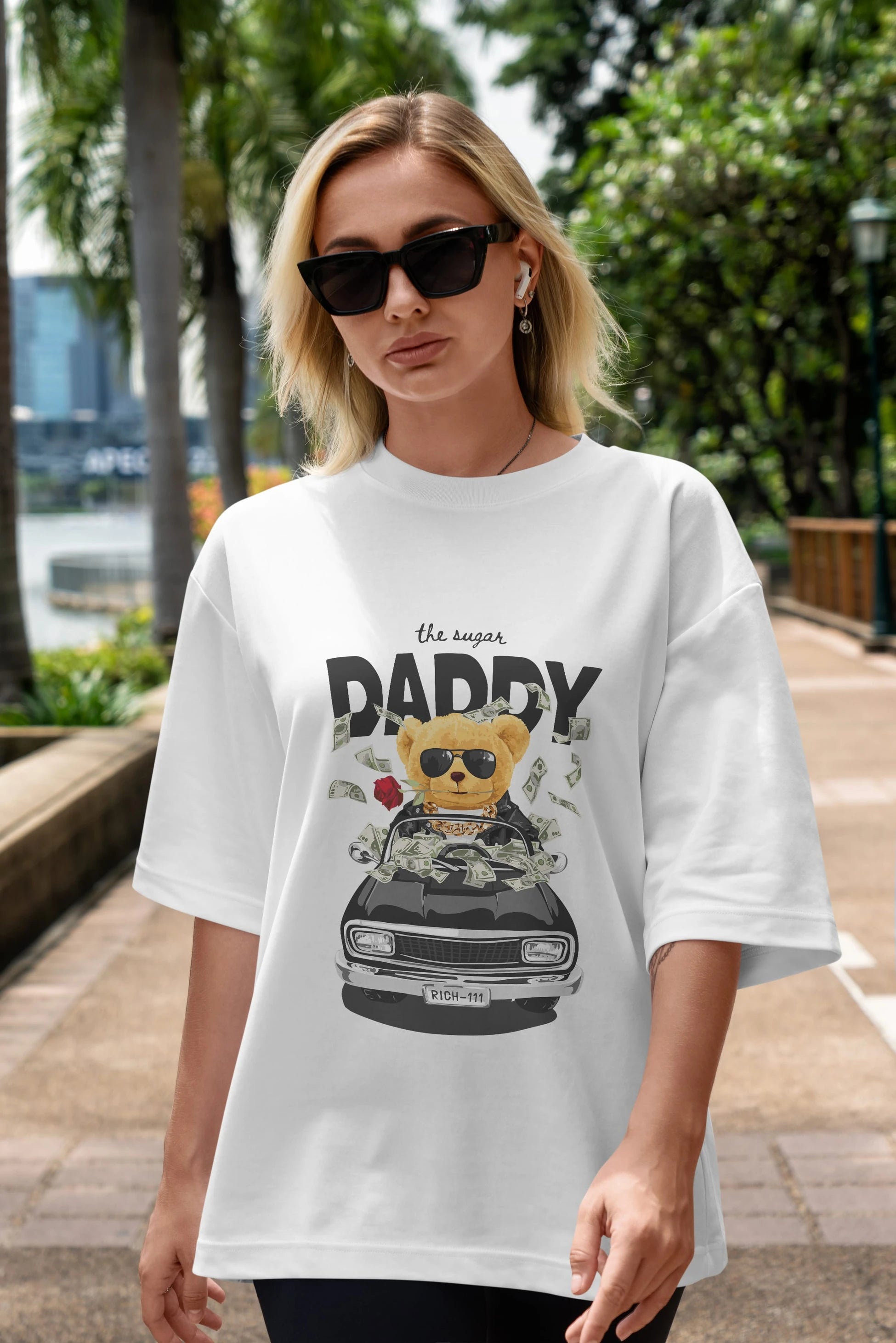 Teddy Bear Daddy Ön Baskılı Oversize t-shirt Erkek Kadın Unisex %100 Pamuk